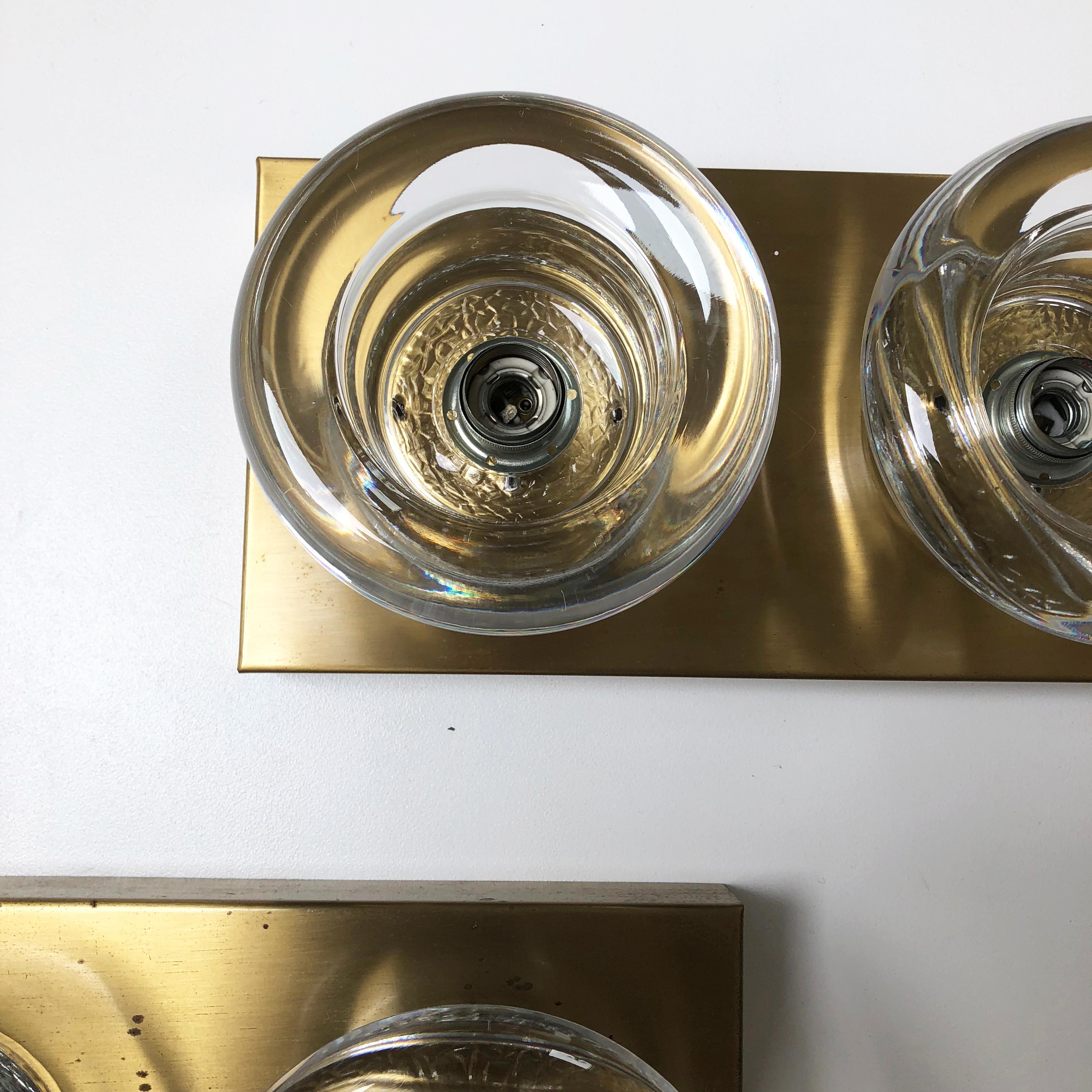 Set of 2 Original Brass Glass Wall Sconce Space Age Cosack Lights, Germany 1970s 10