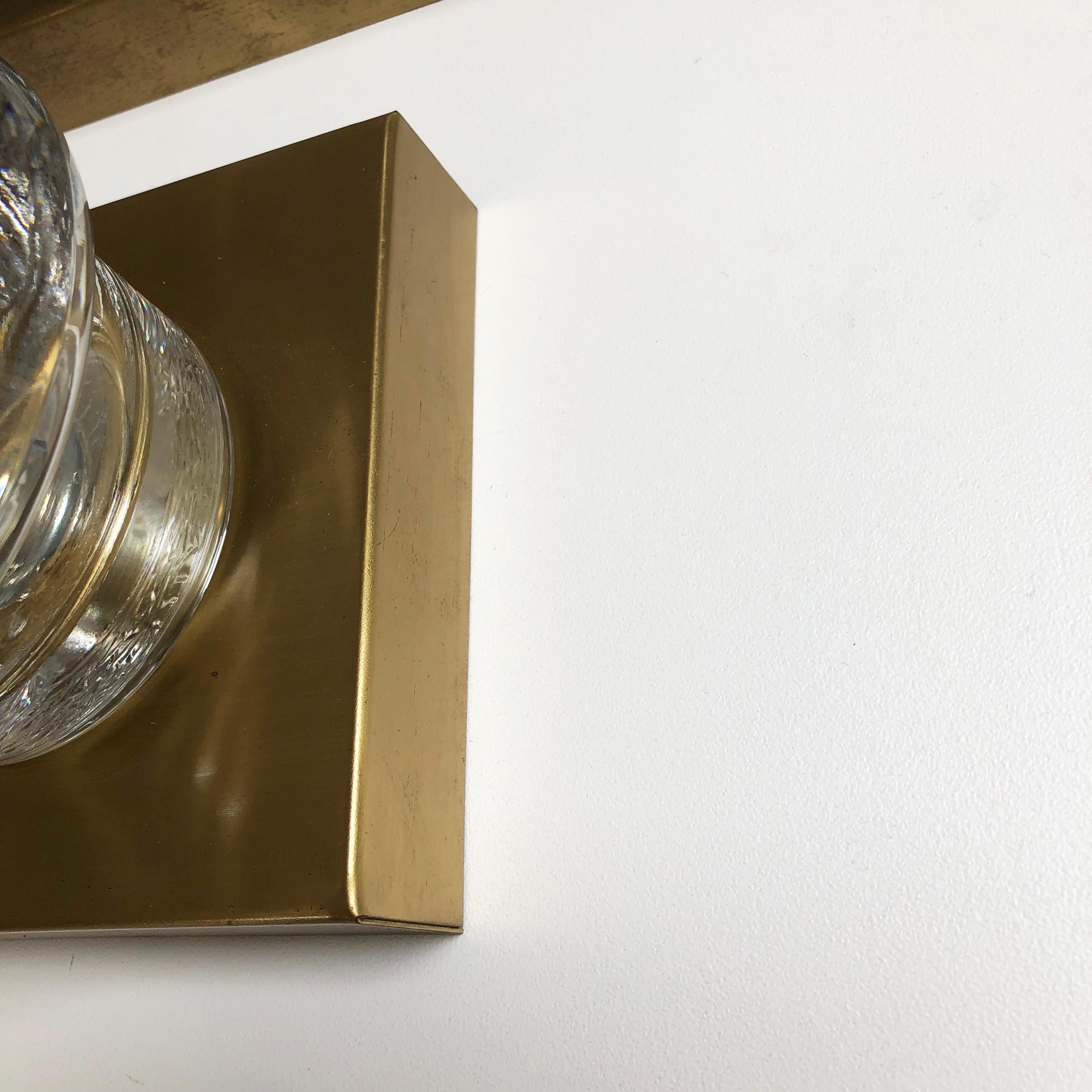 Set of 2 Original Brass Glass Wall Sconce Space Age Cosack Lights, Germany 1970s 3