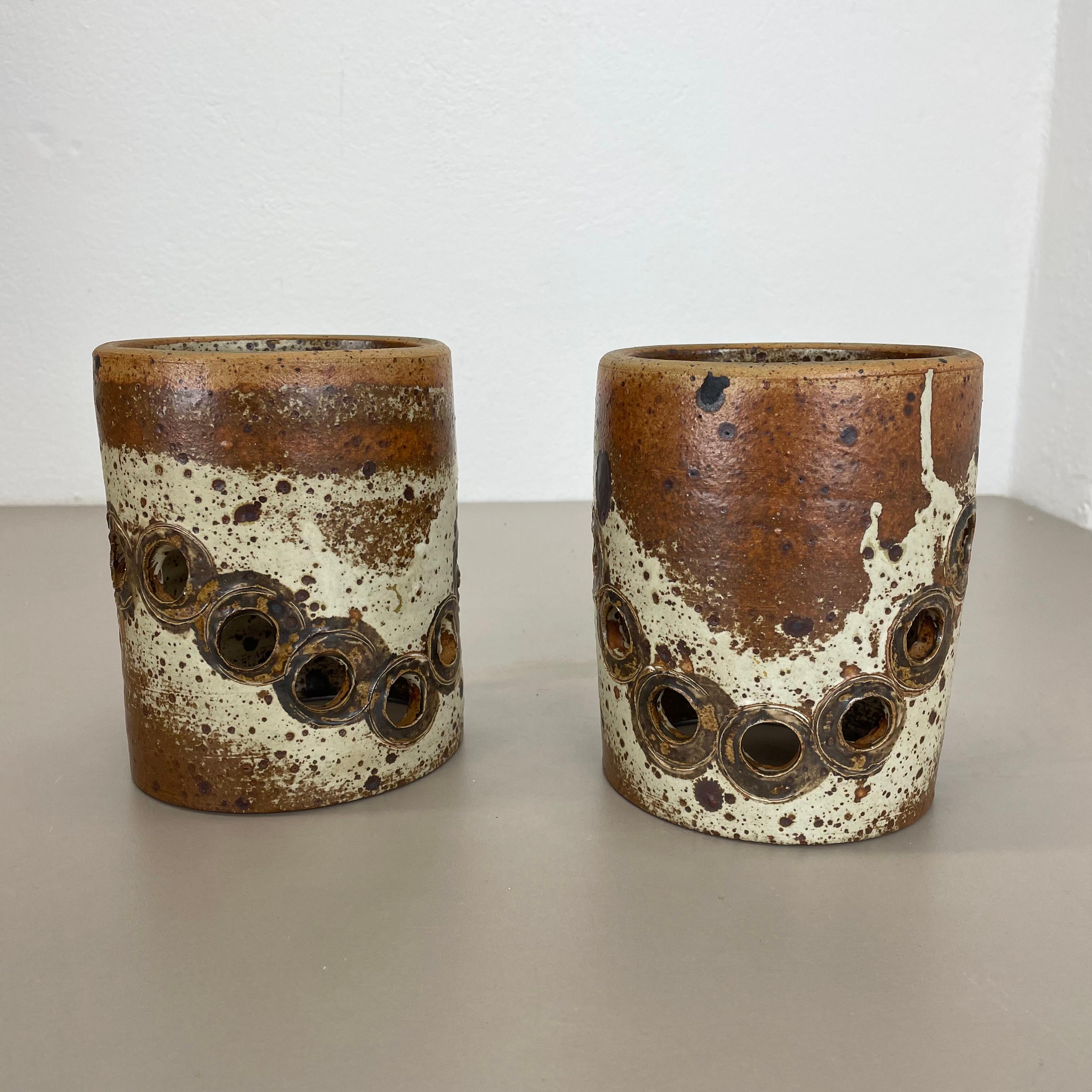 Set of 2 Original BRUTALIST Ceramic Wall Lights by TING Keramik, Denmark 1970s 4