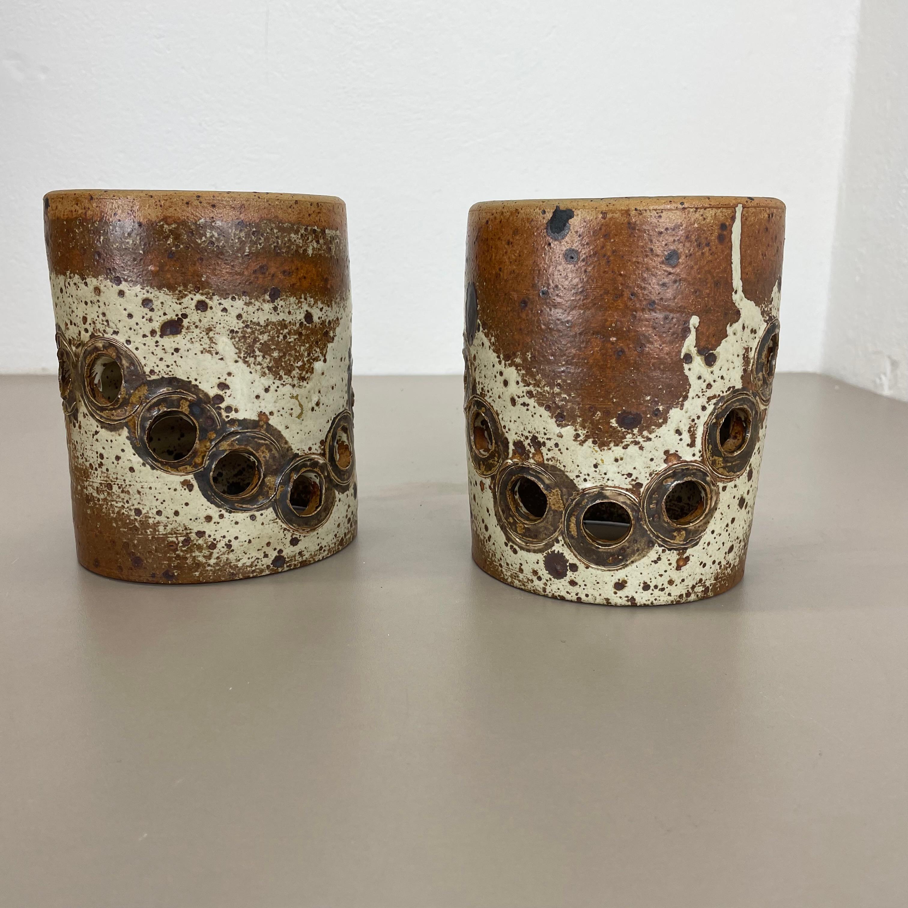 Set of 2 Original BRUTALIST Ceramic Wall Lights by TING Keramik, Denmark 1970s 5