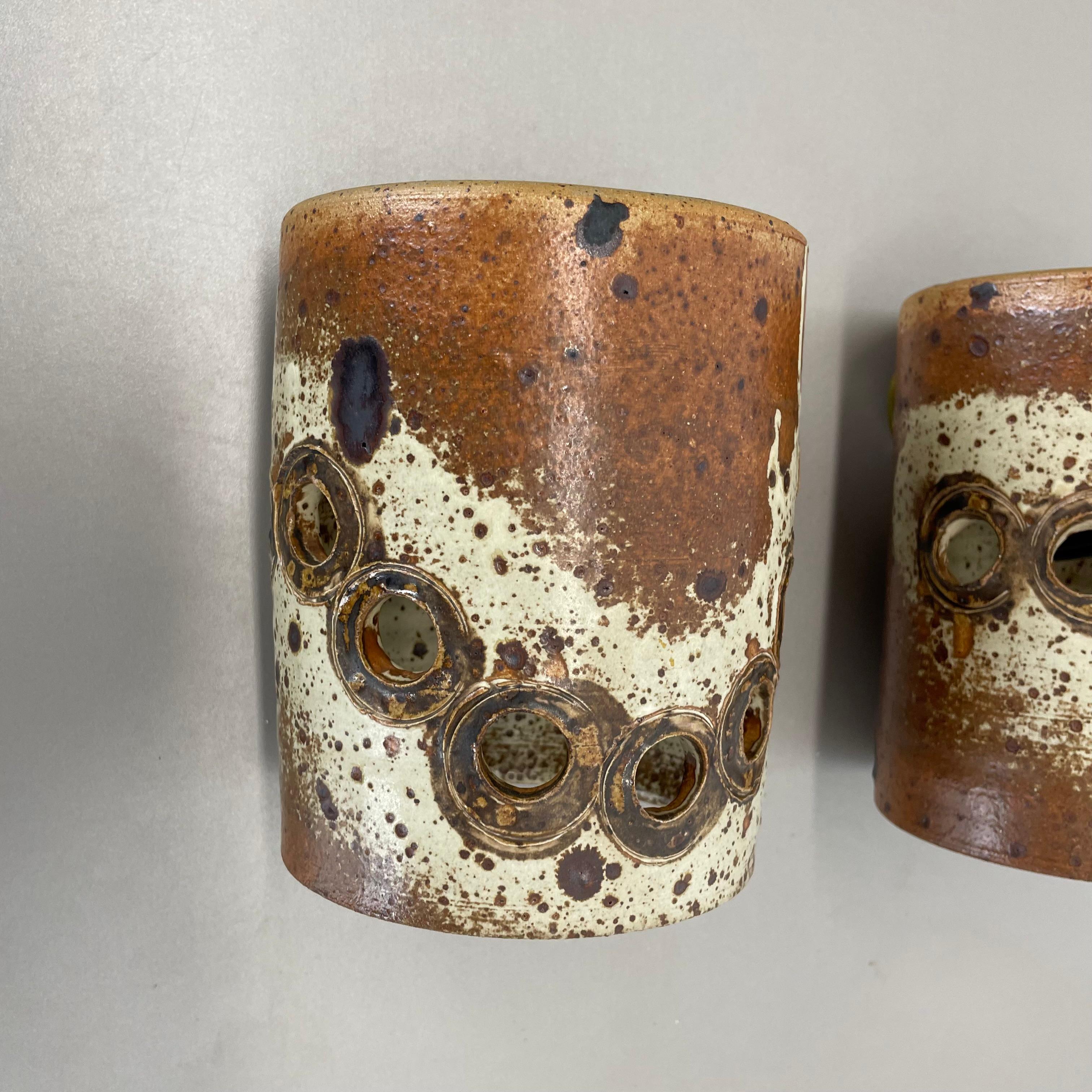 Mid-Century Modern Set of 2 Original BRUTALIST Ceramic Wall Lights by TING Keramik, Denmark 1970s
