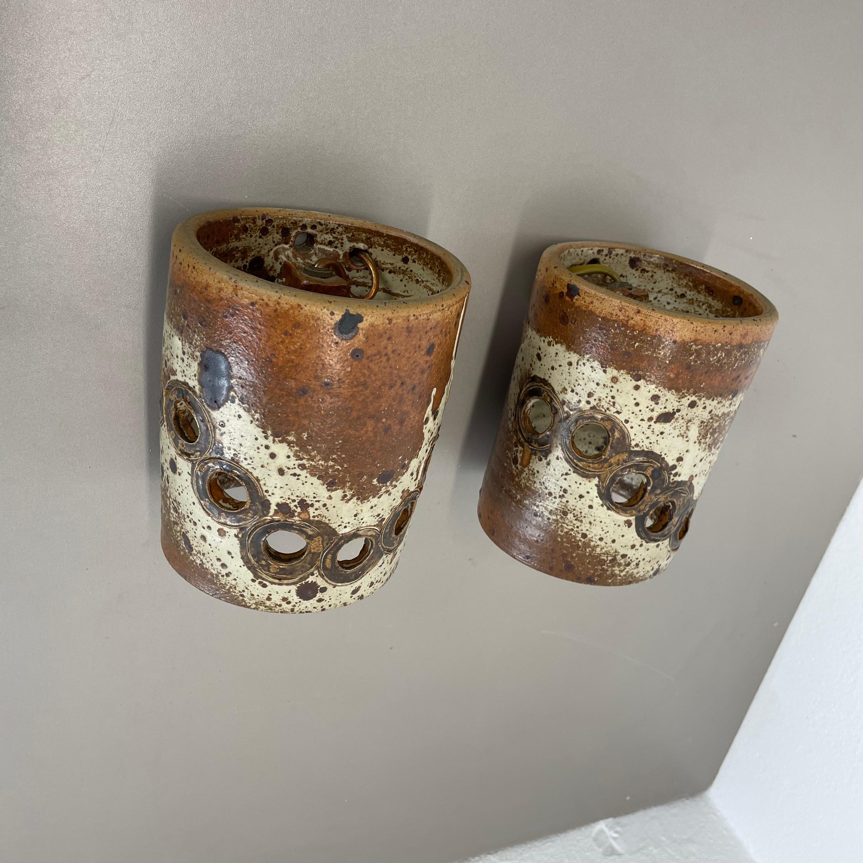 Set of 2 Original BRUTALIST Ceramic Wall Lights by TING Keramik, Denmark 1970s In Good Condition In Kirchlengern, DE