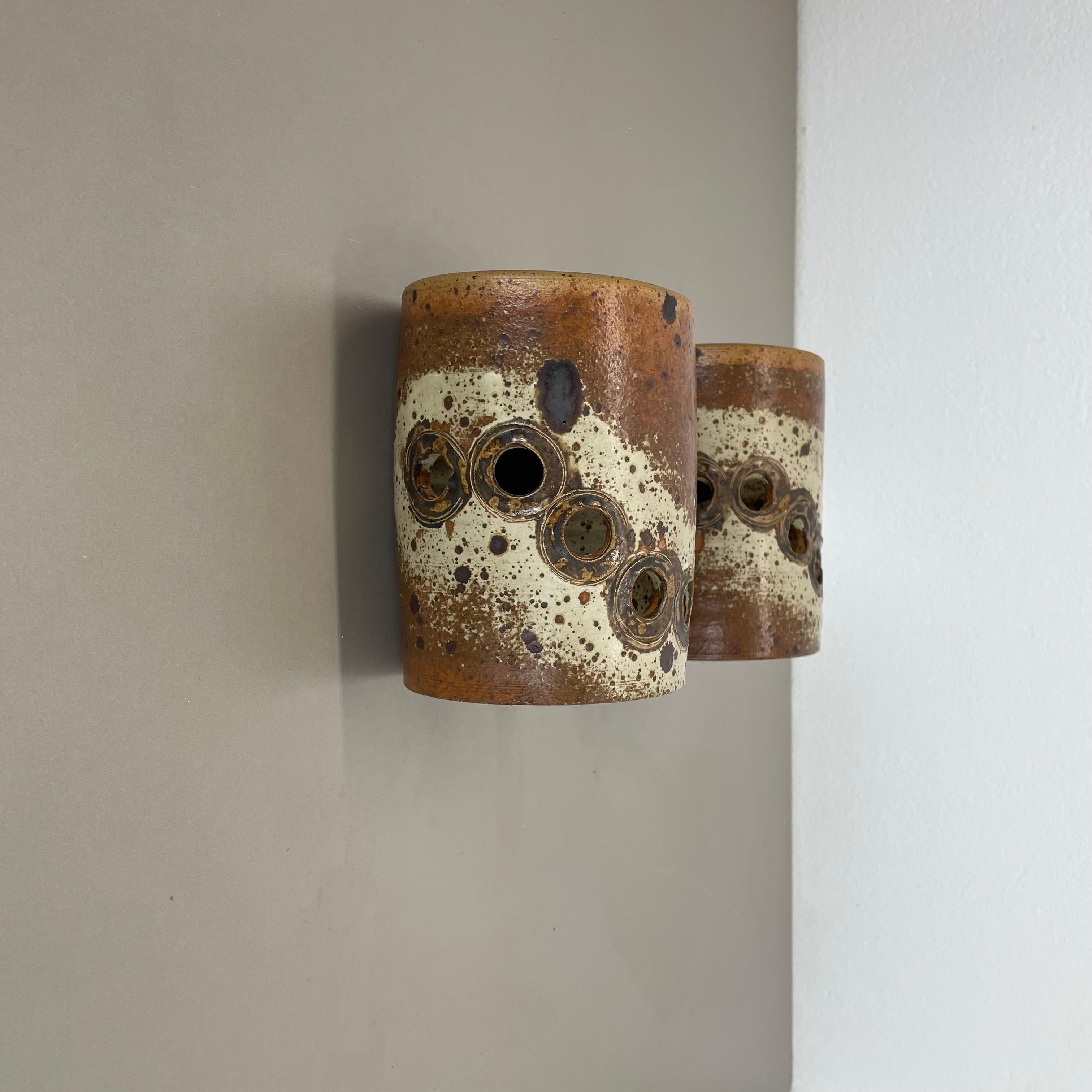 20th Century Set of 2 Original BRUTALIST Ceramic Wall Lights by TING Keramik, Denmark 1970s