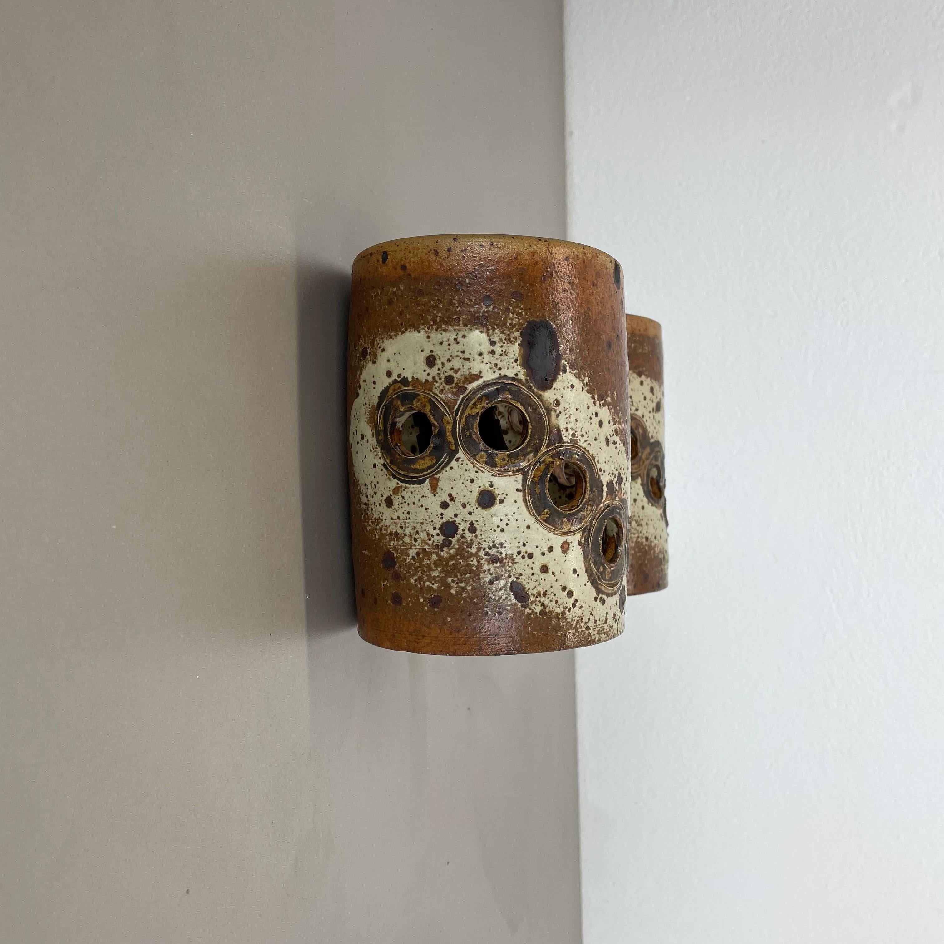 Set of 2 Original BRUTALIST Ceramic Wall Lights by TING Keramik, Denmark 1970s 1