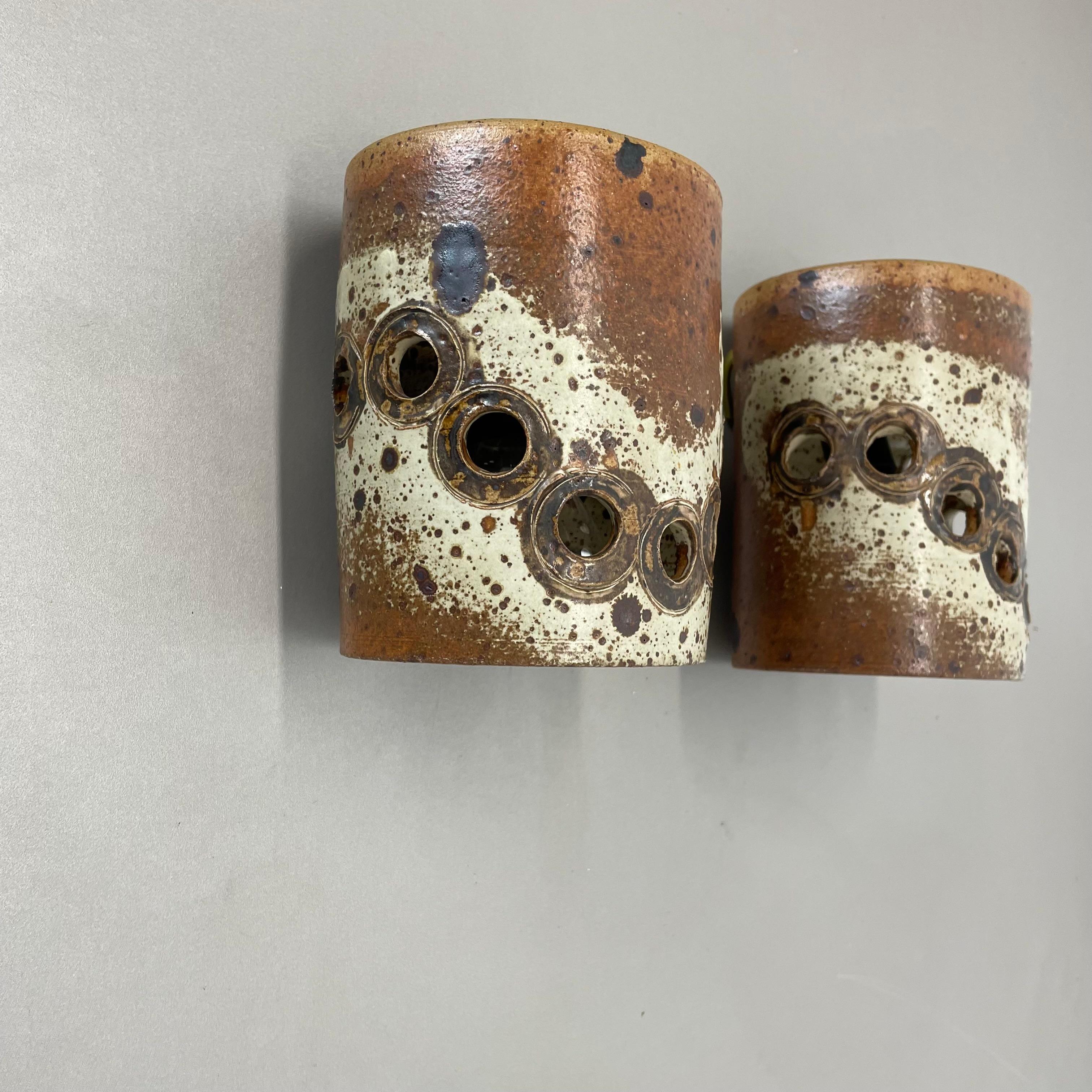 Set of 2 Original BRUTALIST Ceramic Wall Lights by TING Keramik, Denmark 1970s 2