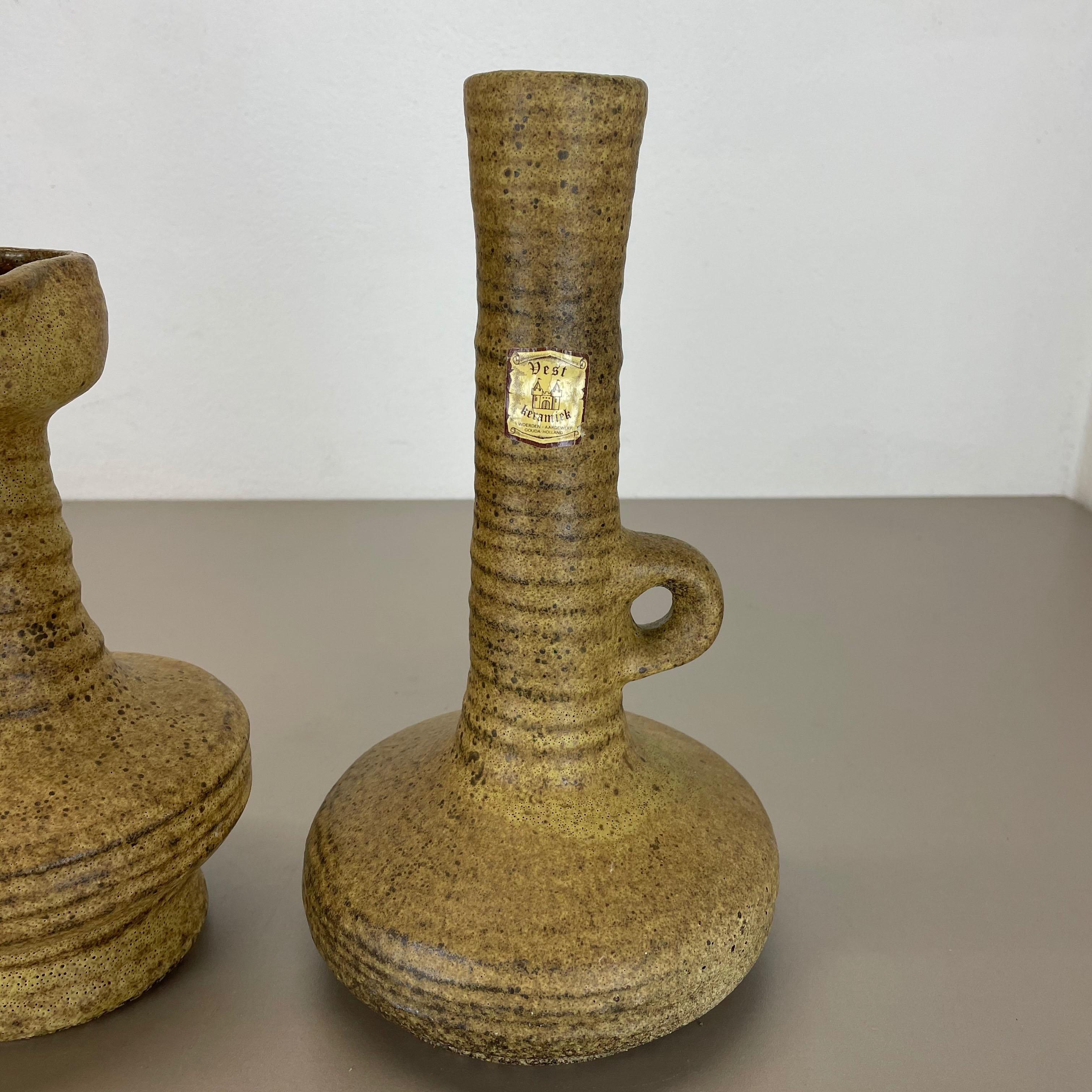 Set of 2 Original Ceramic Studio Pottery Vase by Vest Keramiek, Netherlands 1970 For Sale 4
