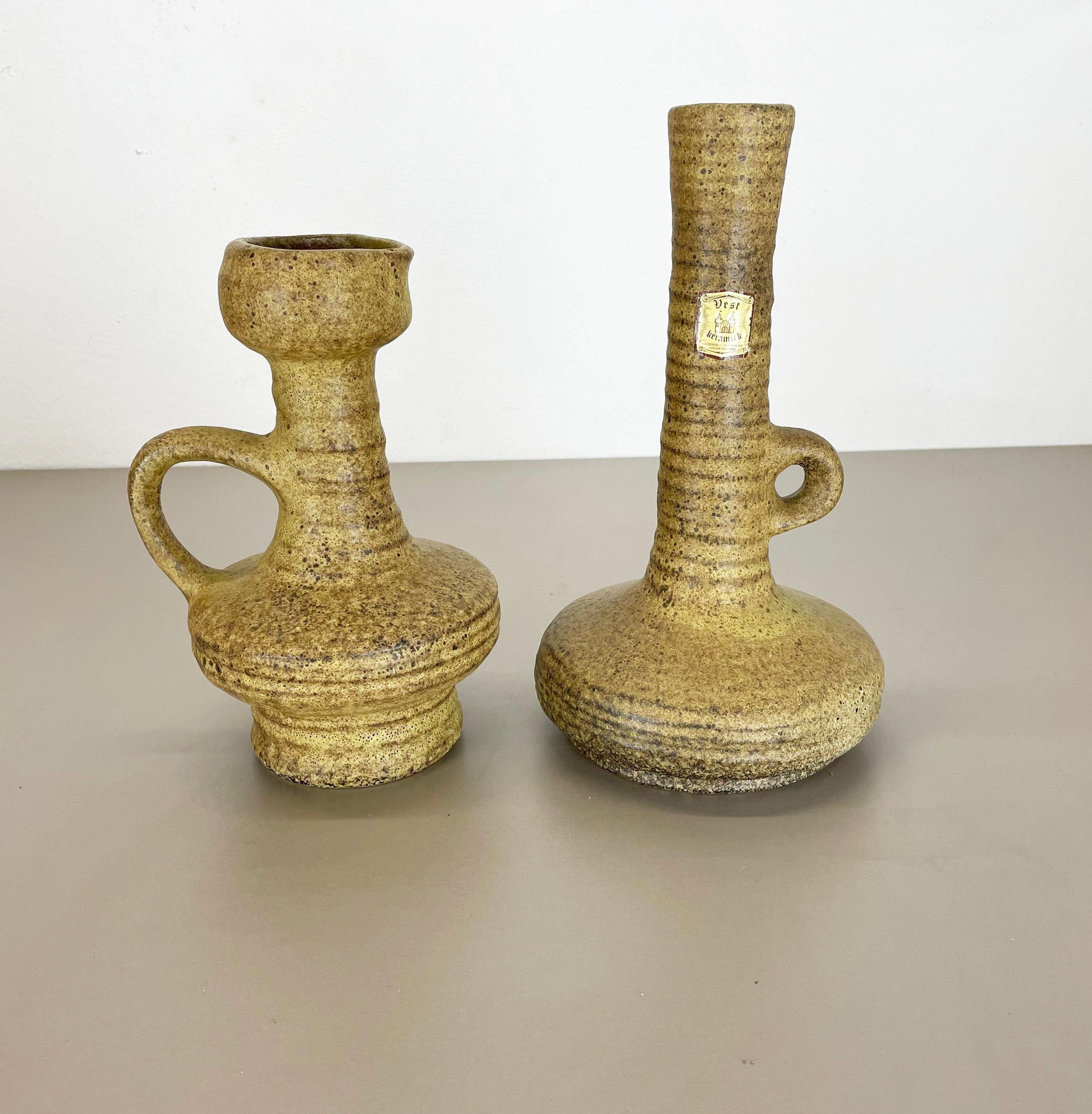 Article:

Ceramic vases set of 2


Producer:

VEST Ceramics, Netherlands



Decade:

1970s



Set of 2 original vintage Studio Pottery vases was produced in the 1970s by Vest Ceramics, Netherlands. it is made of solid ceramic and
