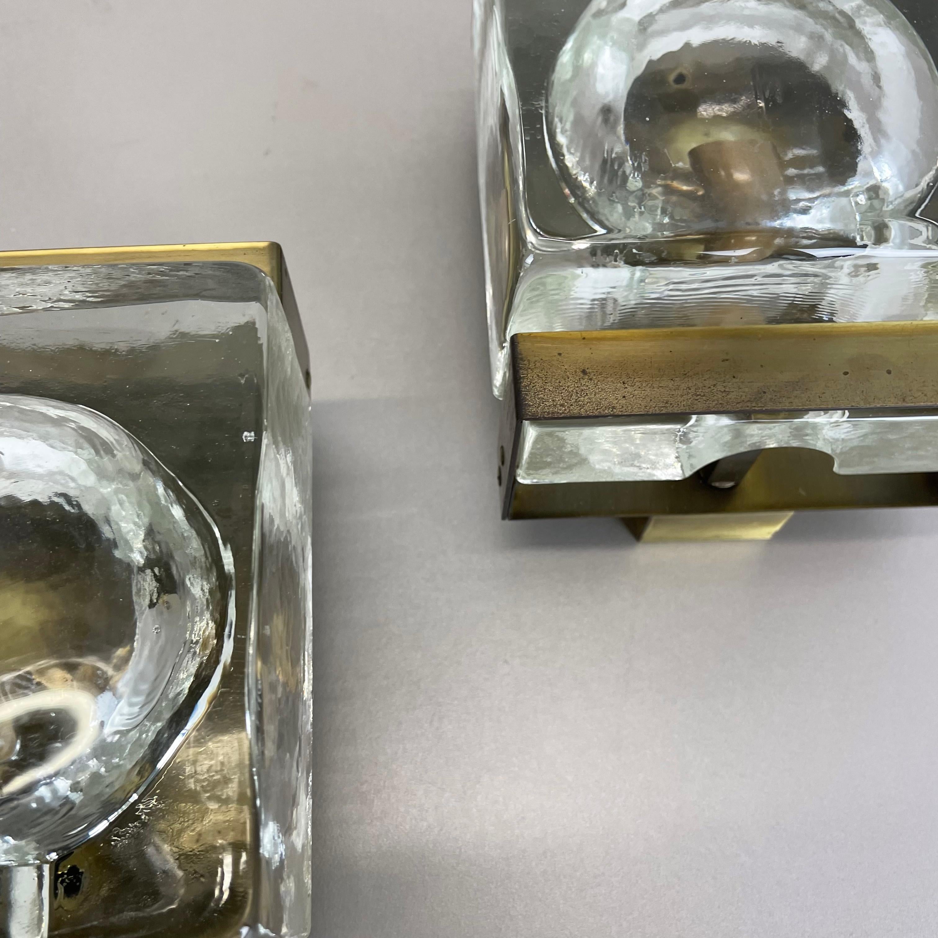 Set of 2 Original CUBIC Brass Glass Wall Lights by VITRIKA Lights, Denmark 1960s 5