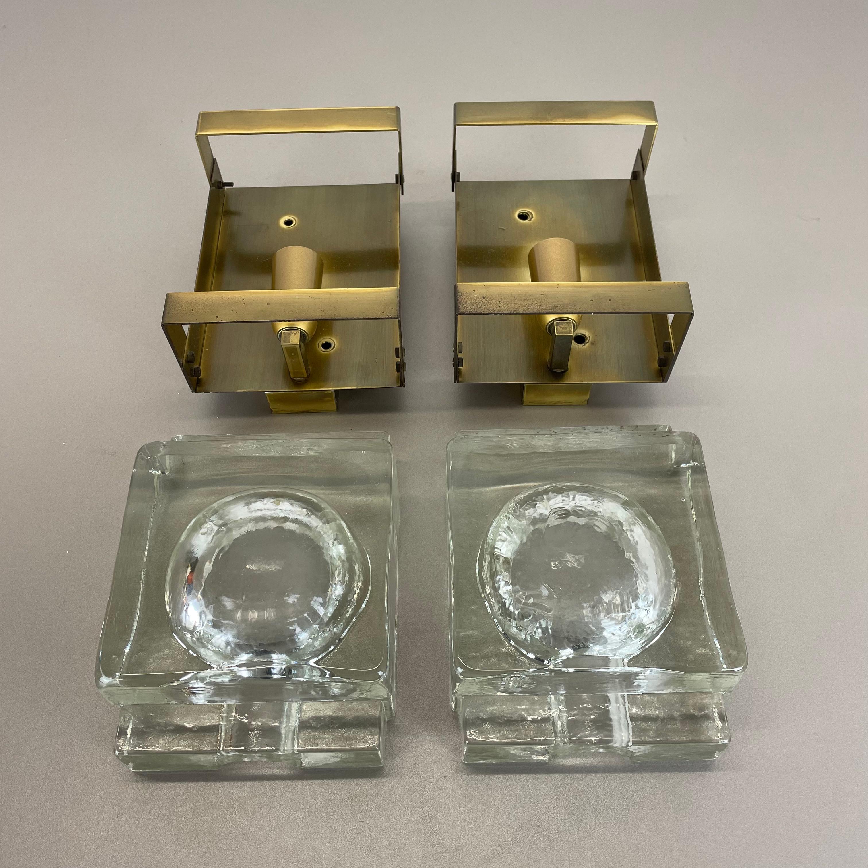 Set of 2 Original CUBIC Brass Glass Wall Lights by VITRIKA Lights, Denmark 1960s For Sale 13