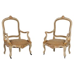 Set of 2 Original Early 19th Century Louis XV Armchairs in Carved Wood, France
