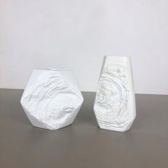 2er-Set Original OP Art Biskuit-Porzellanvasen von AK Kaiser, Deutschland, 1970er Jahre