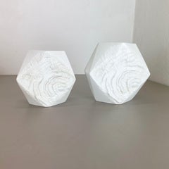 Set of 2 Original OP Art Biscuit Porcelain Vases by AK Kaiser, Germany, 1970s