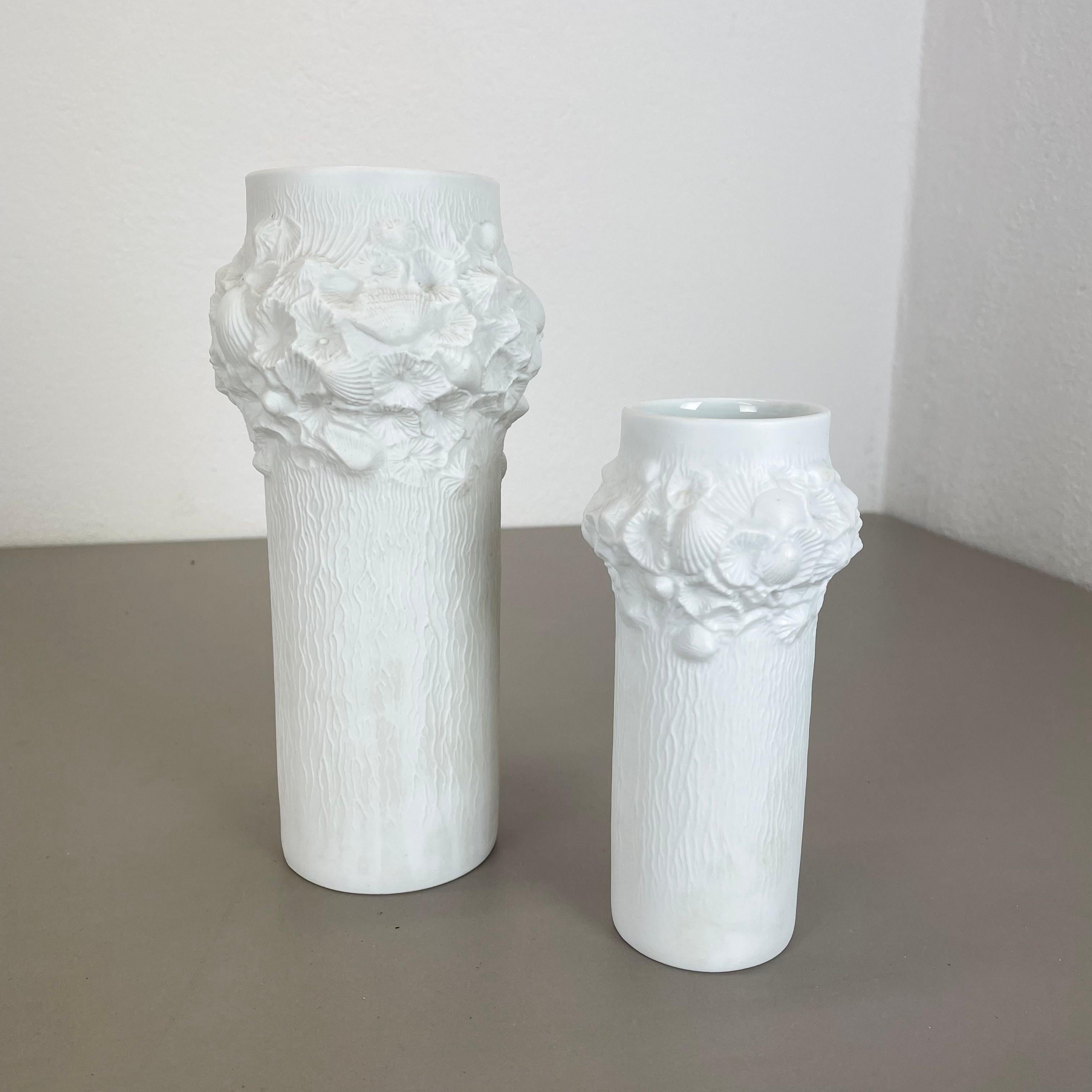 20th Century Set of 2 Original OP Art Biscuit Porcelain Vases by AK Kaiser, Germany, 1970s For Sale