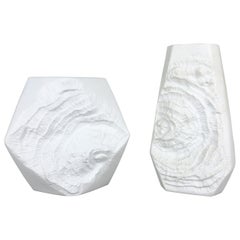 Juego de 2 jarrones originales de porcelana bizcochada OP Art de AK Kaiser, Alemania, años 70