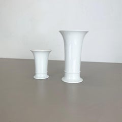 Set of 2 Original OP Art white Porcelain Vases by AK Kaiser, Germany, 1970s