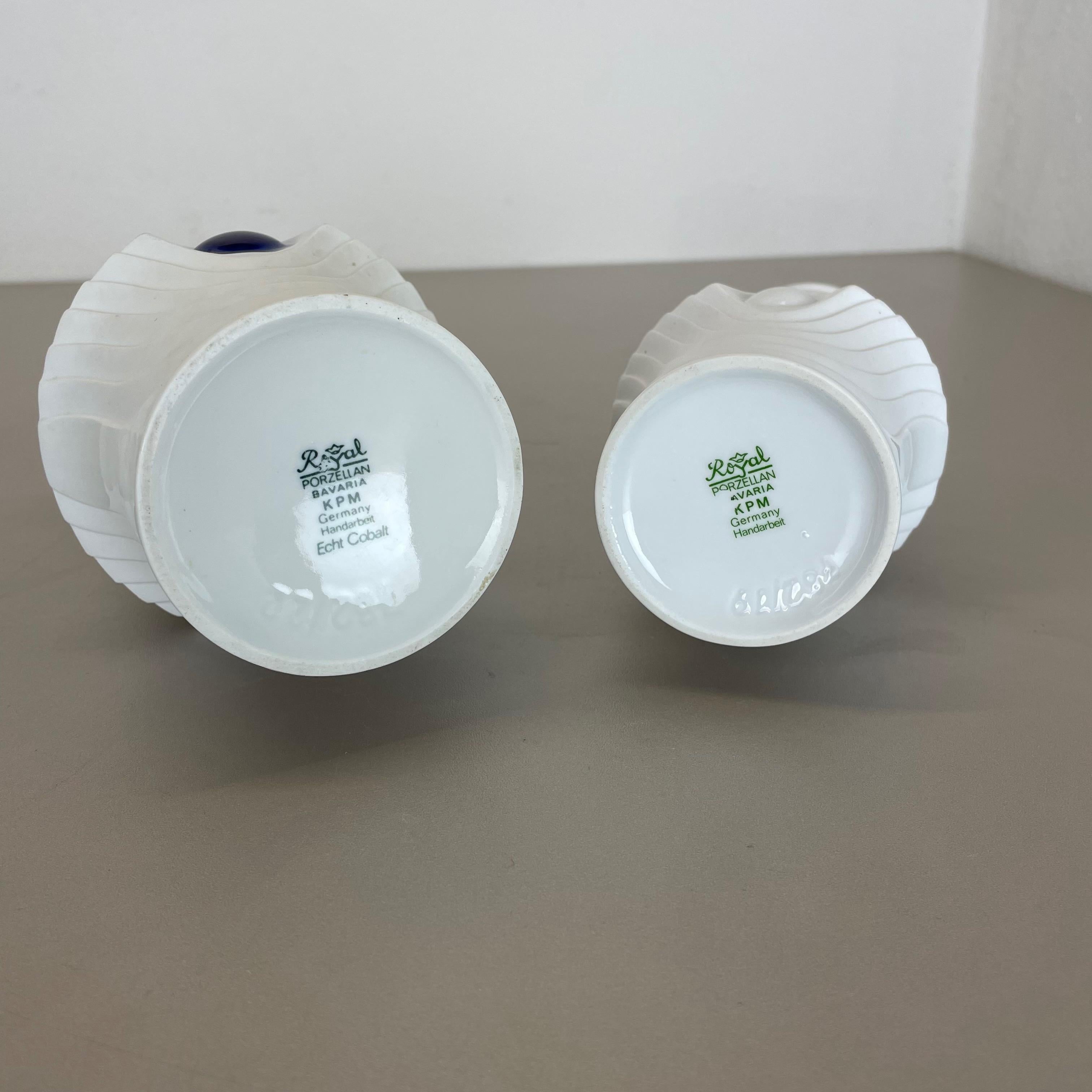 Set of 2 Original Porcelain Op Art Vase Made by Royal Bavaria KPM Germany, 1970s For Sale 11