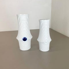 Ensemble de 2 vases d'art optique d'origine en porcelaine fabriqués par Royal Bavaria KPM Allemagne, 1970