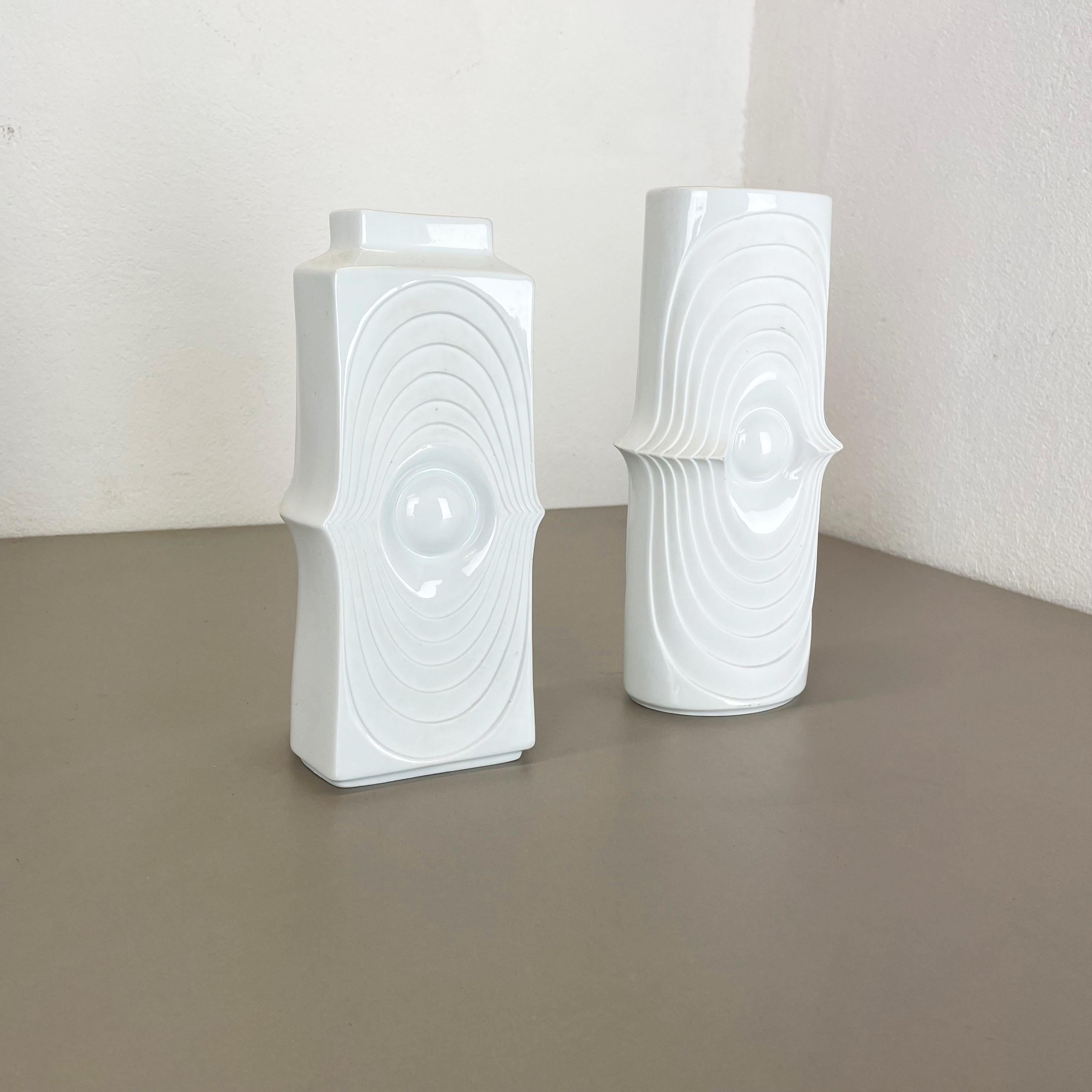 Mid-Century Modern Set of 2 Original Porcelain OP Art Vase Made by Royal Bavaria KPM Germany, 1970s For Sale