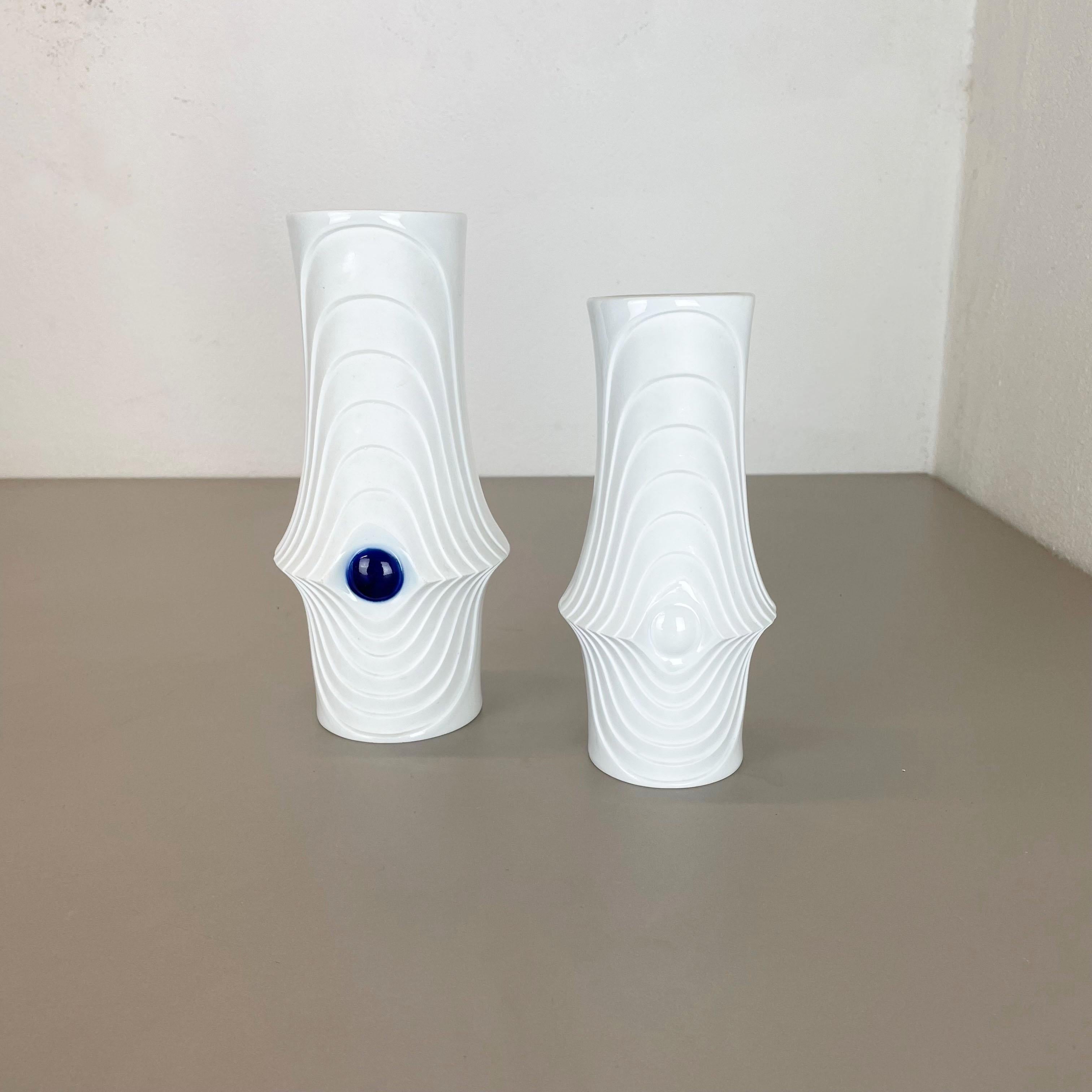 Mid-Century Modern Set of 2 Original Porcelain Op Art Vase Made by Royal Bavaria KPM Germany, 1970s For Sale