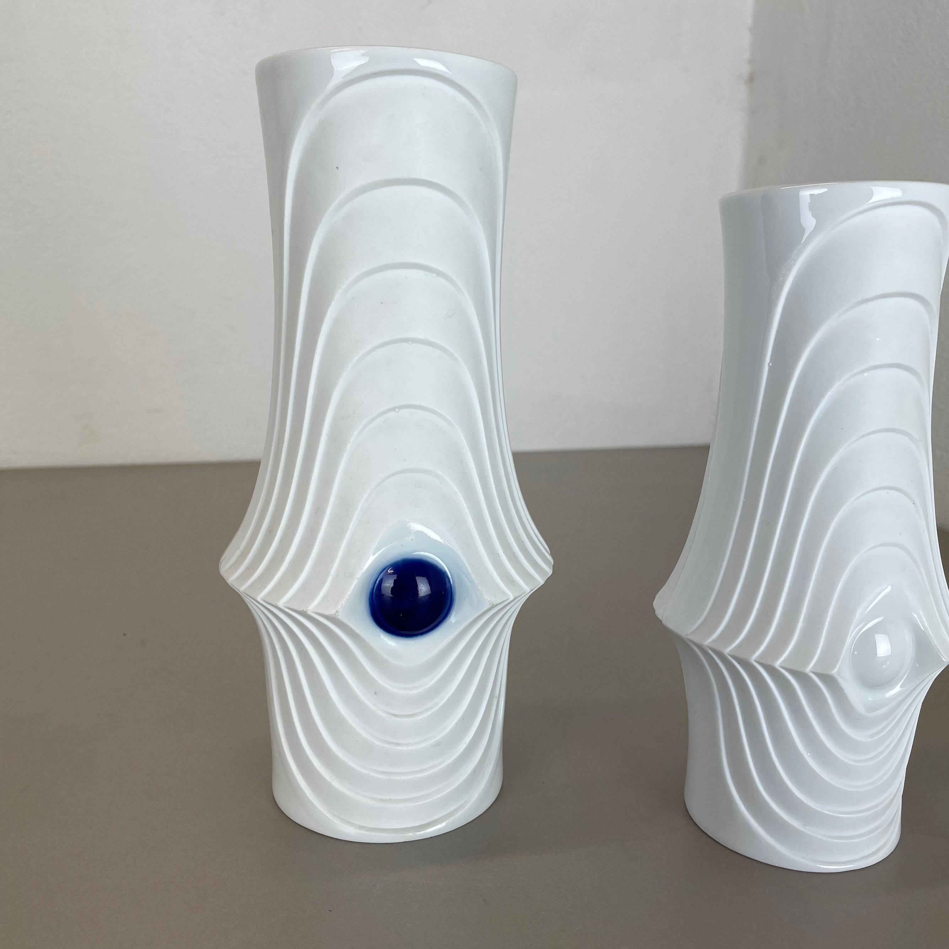 Set of 2 Original Porcelain Op Art Vase Made by Royal Bavaria KPM Germany, 1970s In Good Condition For Sale In Kirchlengern, DE