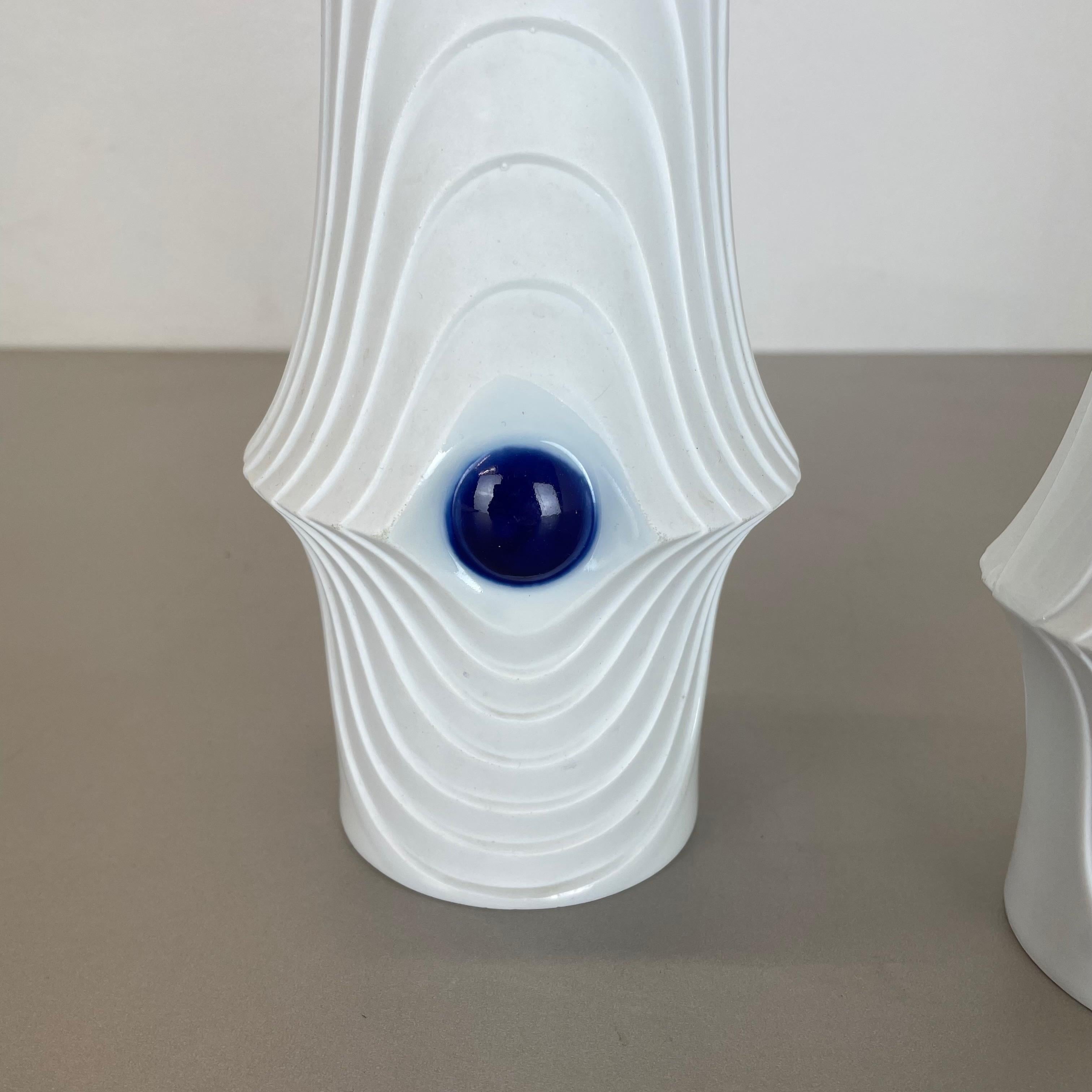 20th Century Set of 2 Original Porcelain Op Art Vase Made by Royal Bavaria KPM Germany, 1970s For Sale