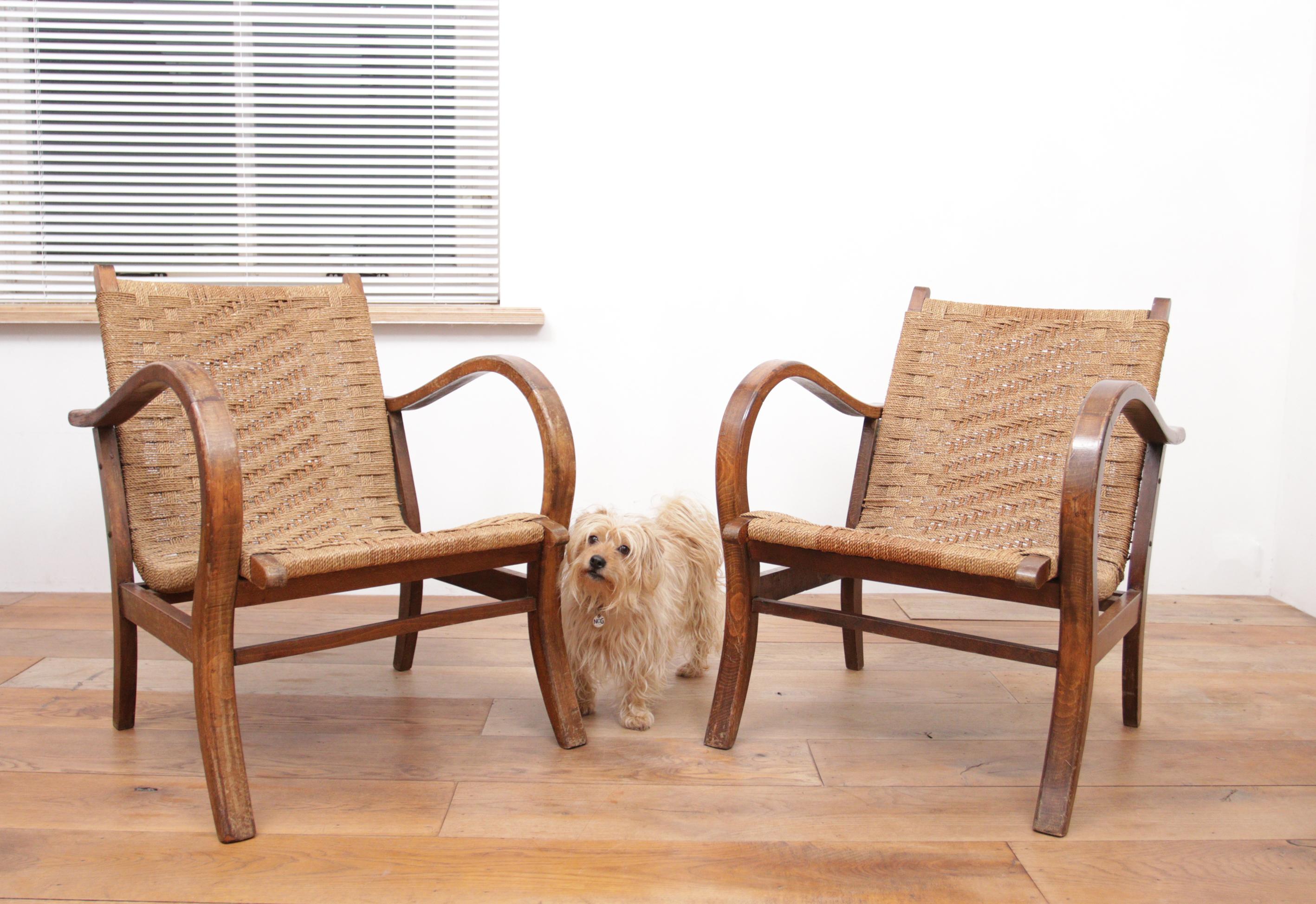 Allemand Ensemble de 2 fauteuils Bauhaus originaux et rares par Erich Dieckmann, 1925