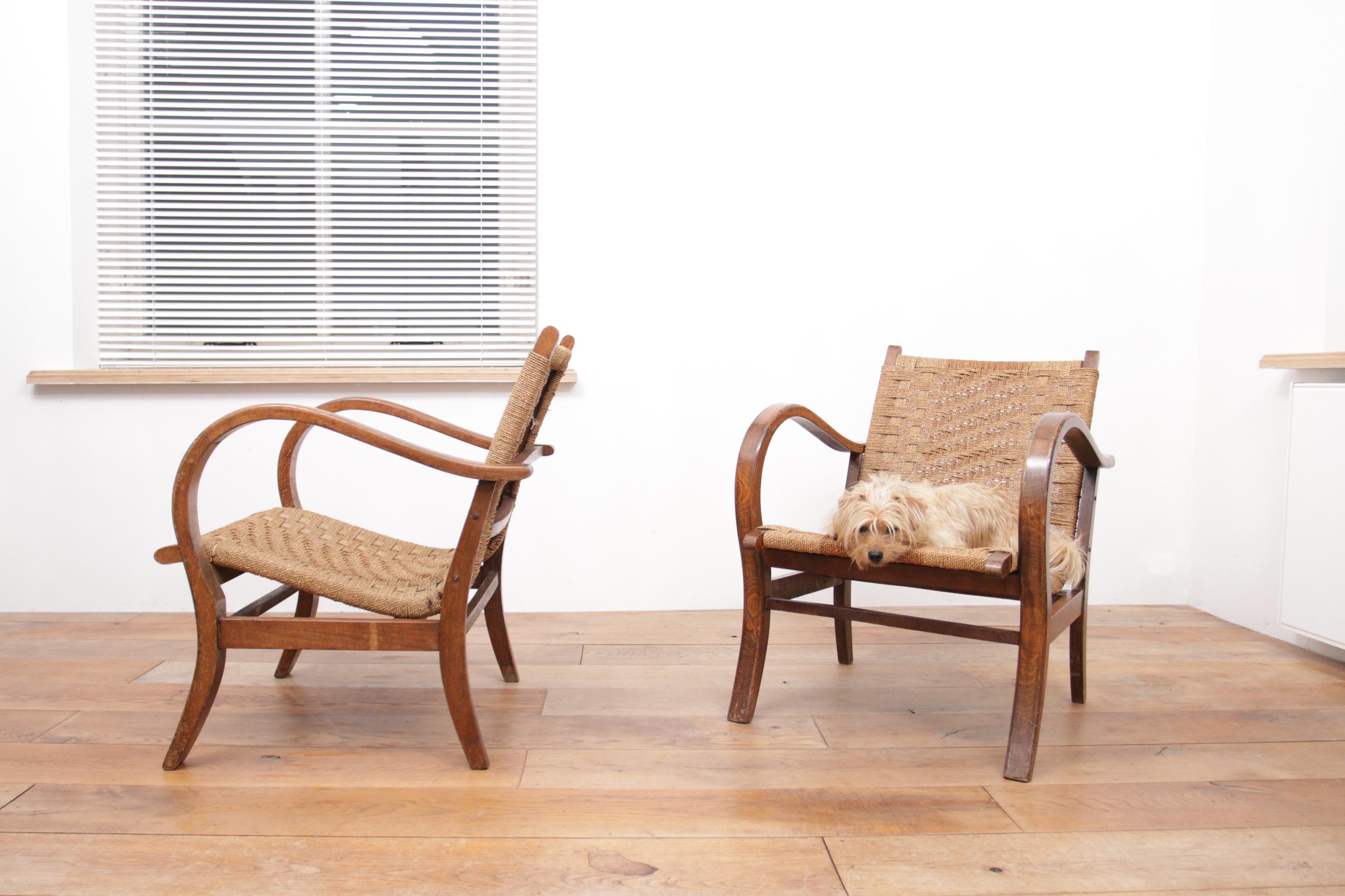 Ensemble de 2 fauteuils Bauhaus originaux et rares par Erich Dieckmann, 1925 Bon état à Boven Leeuwen, NL