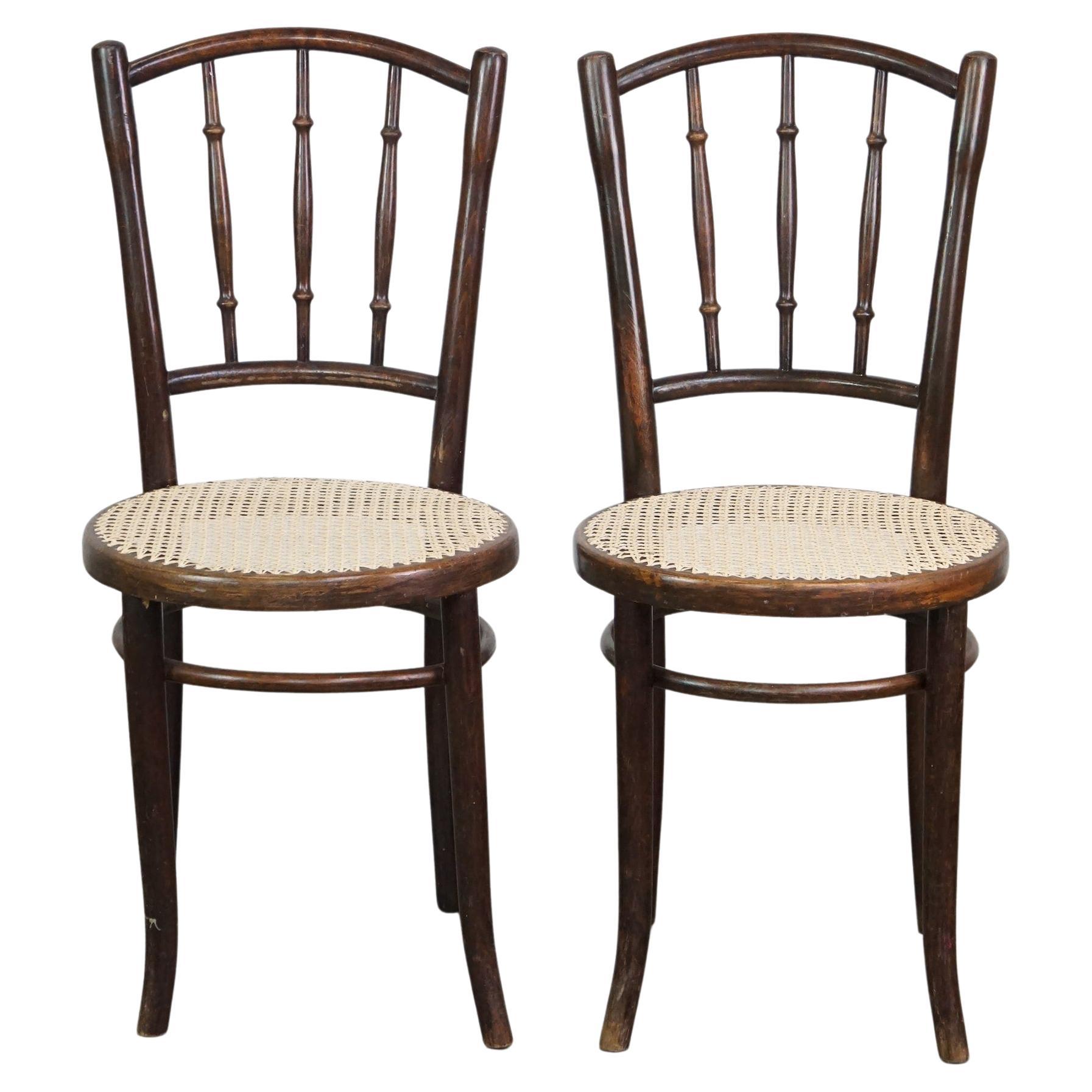 Set of 2 original vintage Thonet bistro design chairs