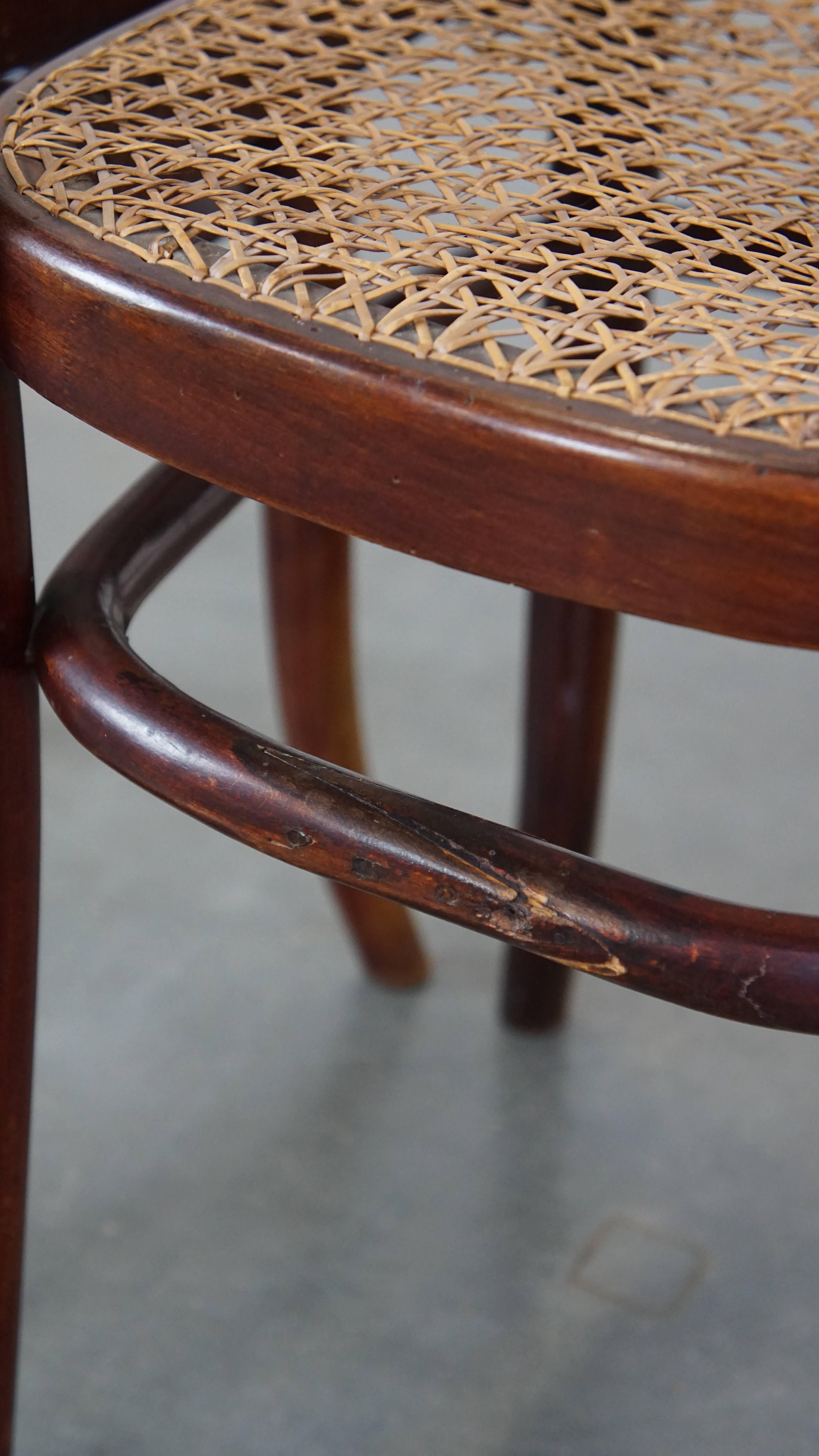 Satz von 2 originalen Vintage-Bistrostühlen im Thonet-Design mit matten Sitzen im Angebot 6