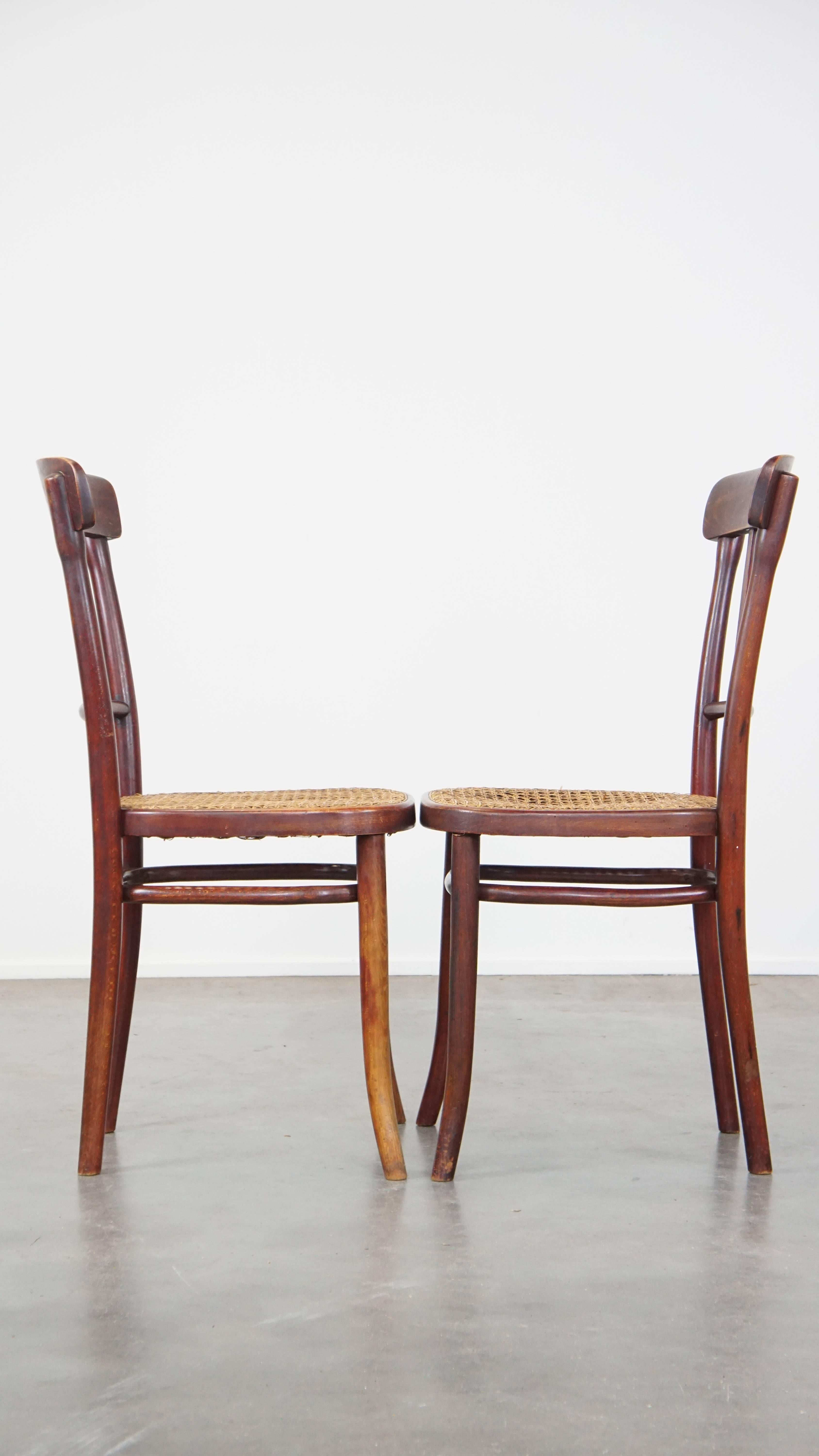 Dieses Set aus 2 erstaunlichen Thonet Design-Stühlen im Vintage-Stil passt problemlos in fast jede Einrichtung. Diese zeitlosen Stühle passen sowohl zu klassischen als auch zu modernen Esstischen. Sie sind aus Holz gefertigt, haben einen Sitz aus