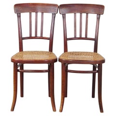 Set of 2 original vintage Thonet design bistro chairs with matte seats