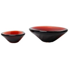 Ensemble de 2 bols en verre "Selena" de Orrefors Sven Palmquist, de style scandinave moderne