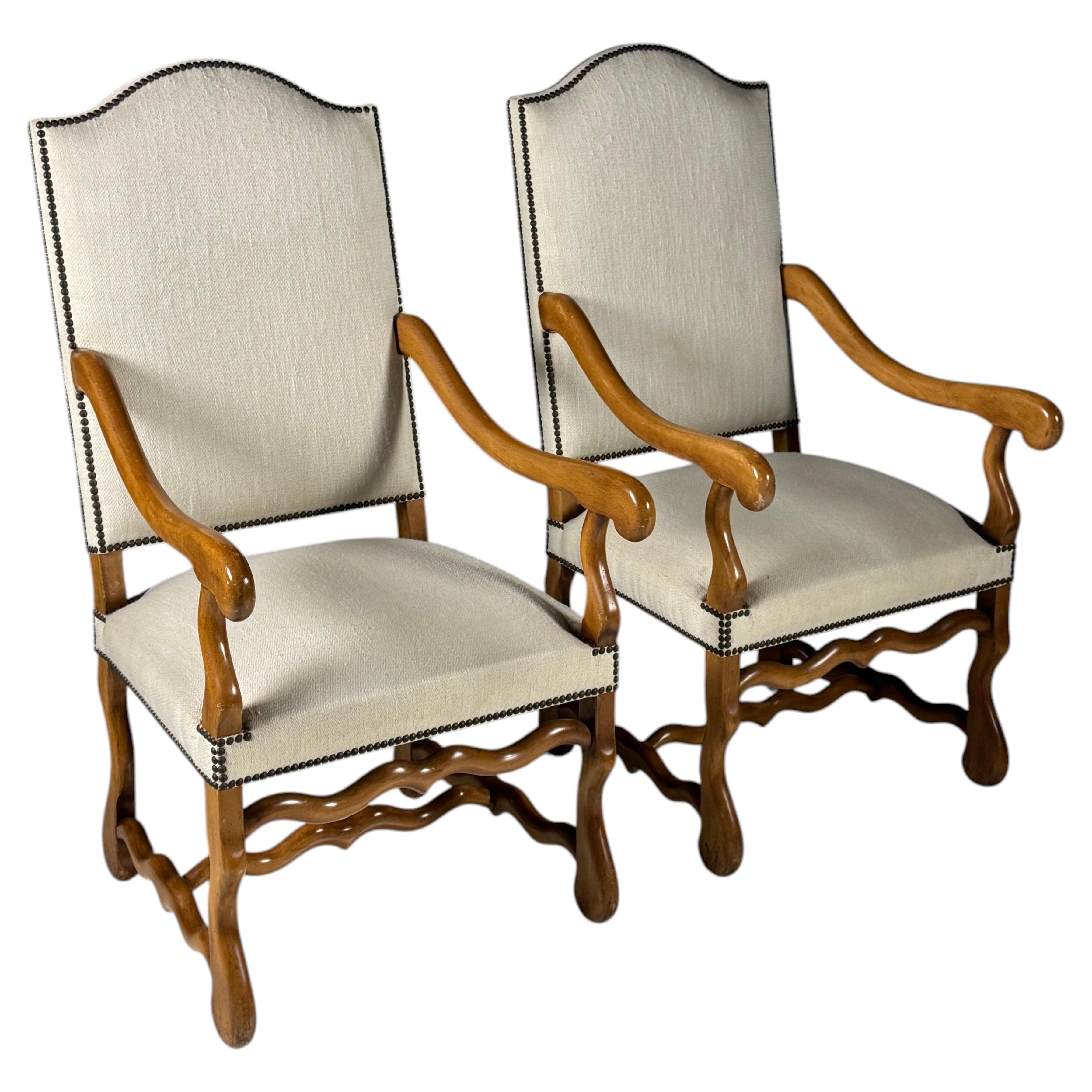 Set of 2 Os de Mouton chairs, France