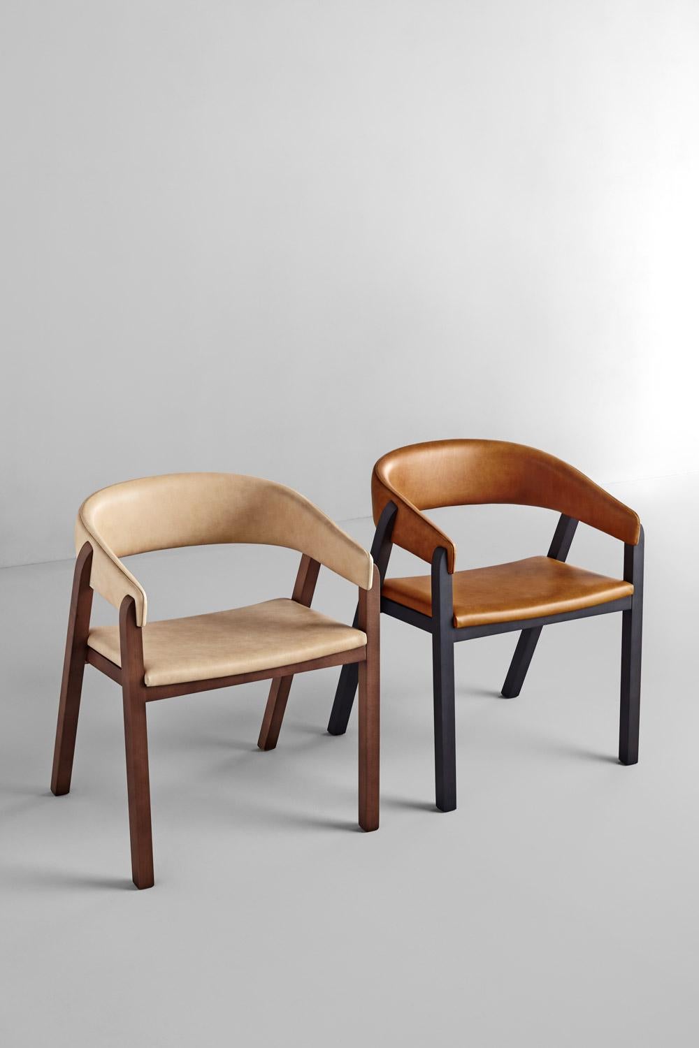 A set of 2 Oslo chairs - brown by Pepe Albargues
Dimensions: W 59, D 50, H 75, seat 46
Materials: Beech wood structure
Foam CMHR (high resilience and flame retardant) for all our cushion filling systems

Also available: Variations of materials