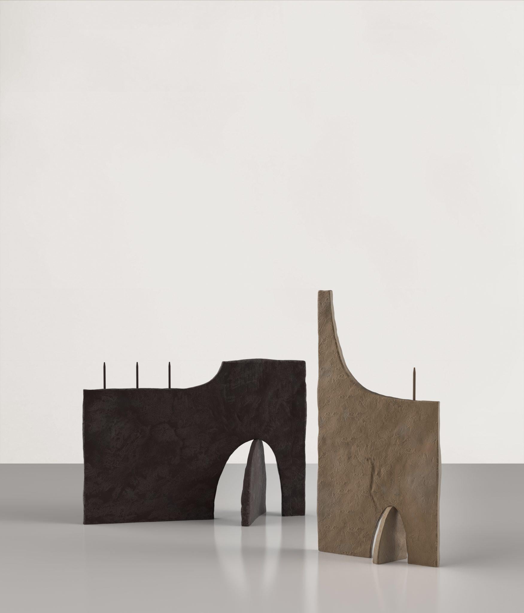 Post-Modern Set of 2 Ouble V1 and V2 Candleholders by Edizione Limitata For Sale