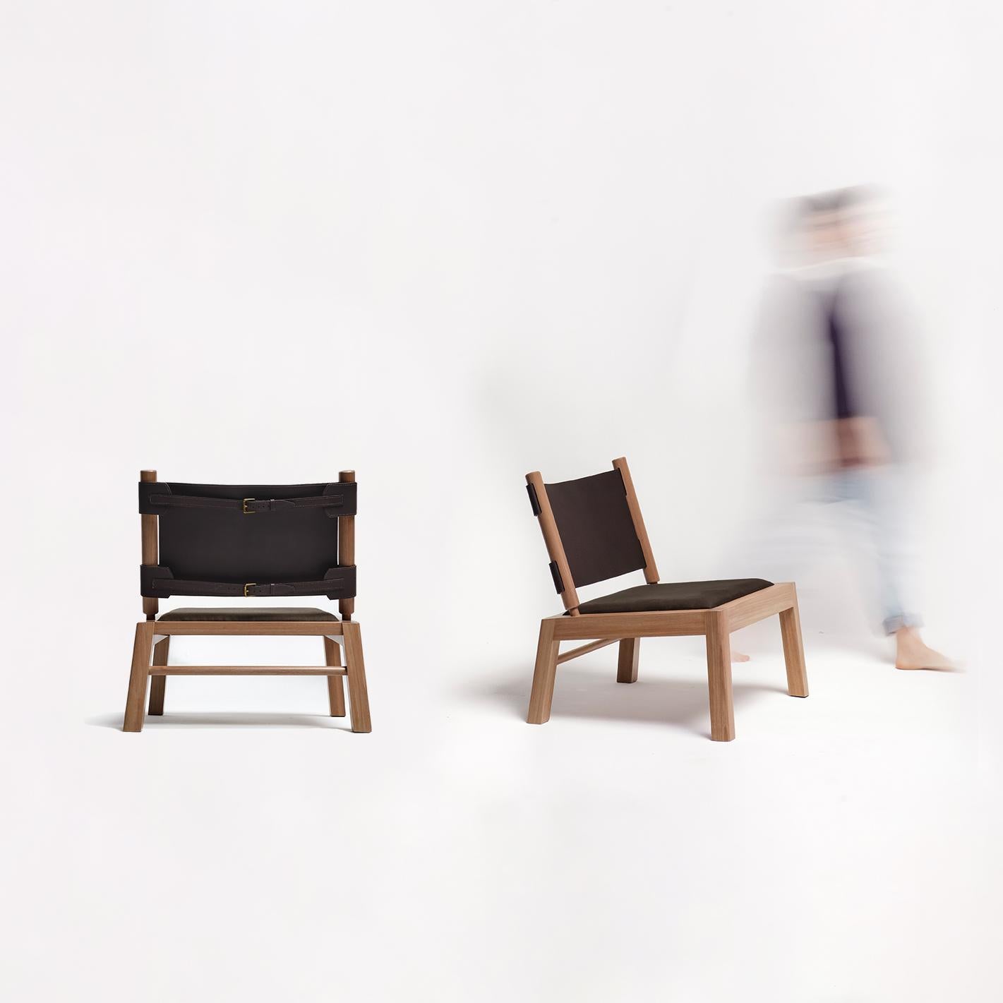 Lot de 2 chaises longues Oulipo, fauteuils en cuir Handcraft Contemporary  en vente 7