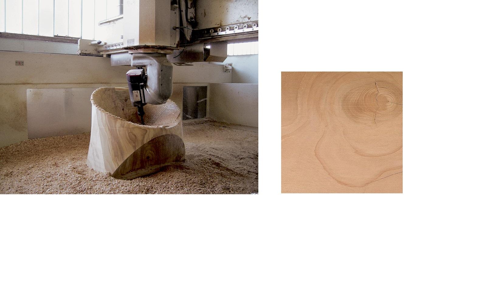 Fatto a mano Set di 2 poltrone da esterno ricavate da un unico blocco di legno di cedro aromatico in vendita