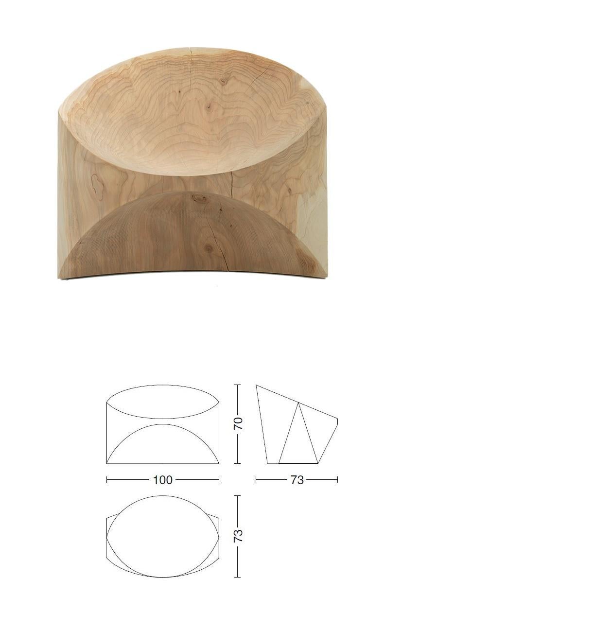 XXI secolo e contemporaneo Set di 2 poltrone da esterno ricavate da un unico blocco di legno di cedro aromatico in vendita
