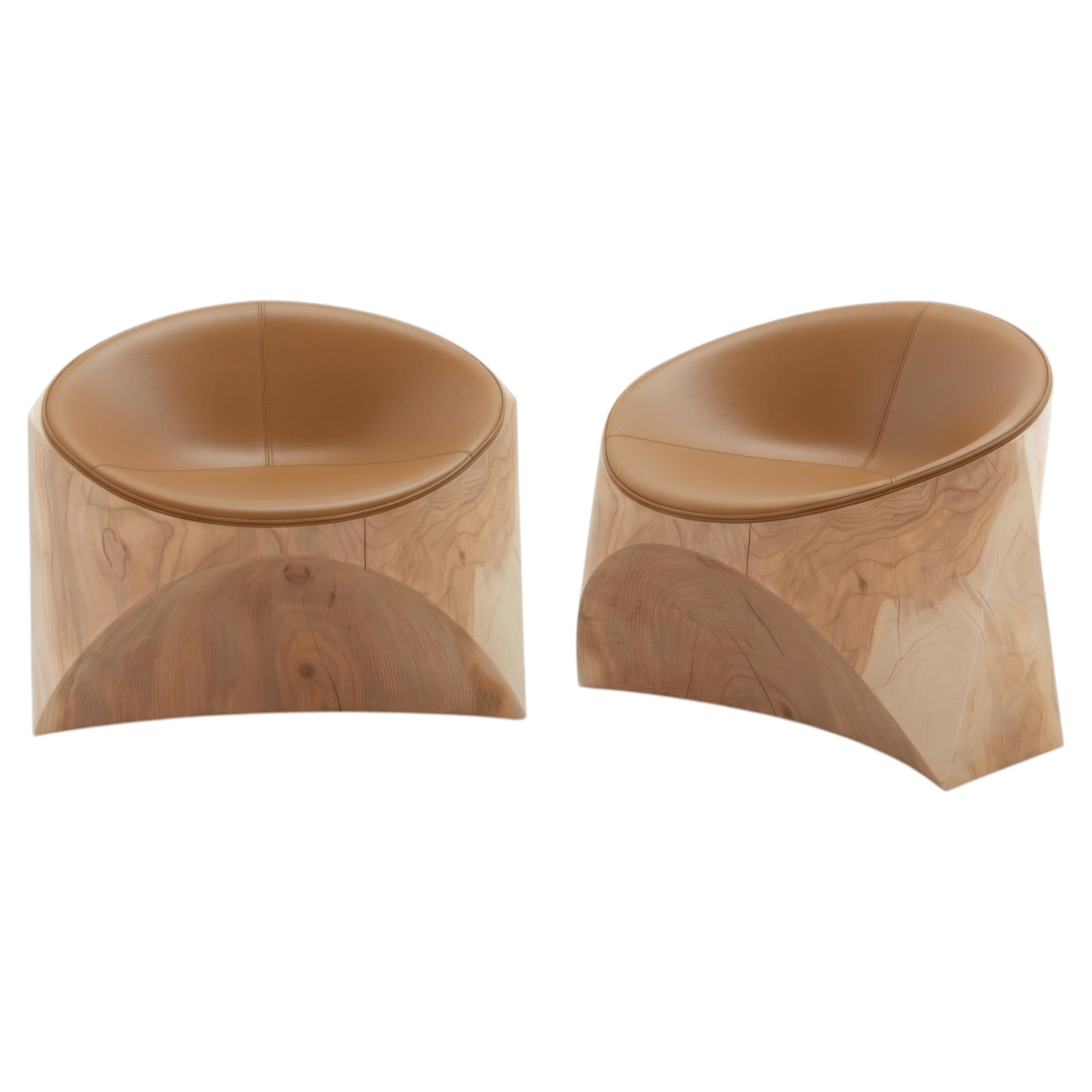 Set di 2 poltrone da esterno ricavate da un unico blocco di legno di cedro aromatico in vendita