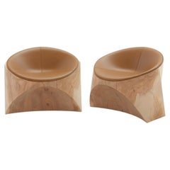 Armchair Carved From a Single Block of Scented Cedar By Karim Rashid, Set of Two