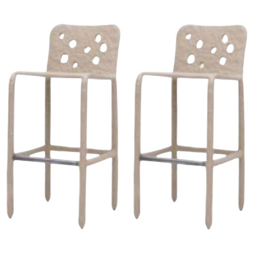 Set of 2 Outdoor Beige Sculpted Contemporary Chairs by Faina For Sale