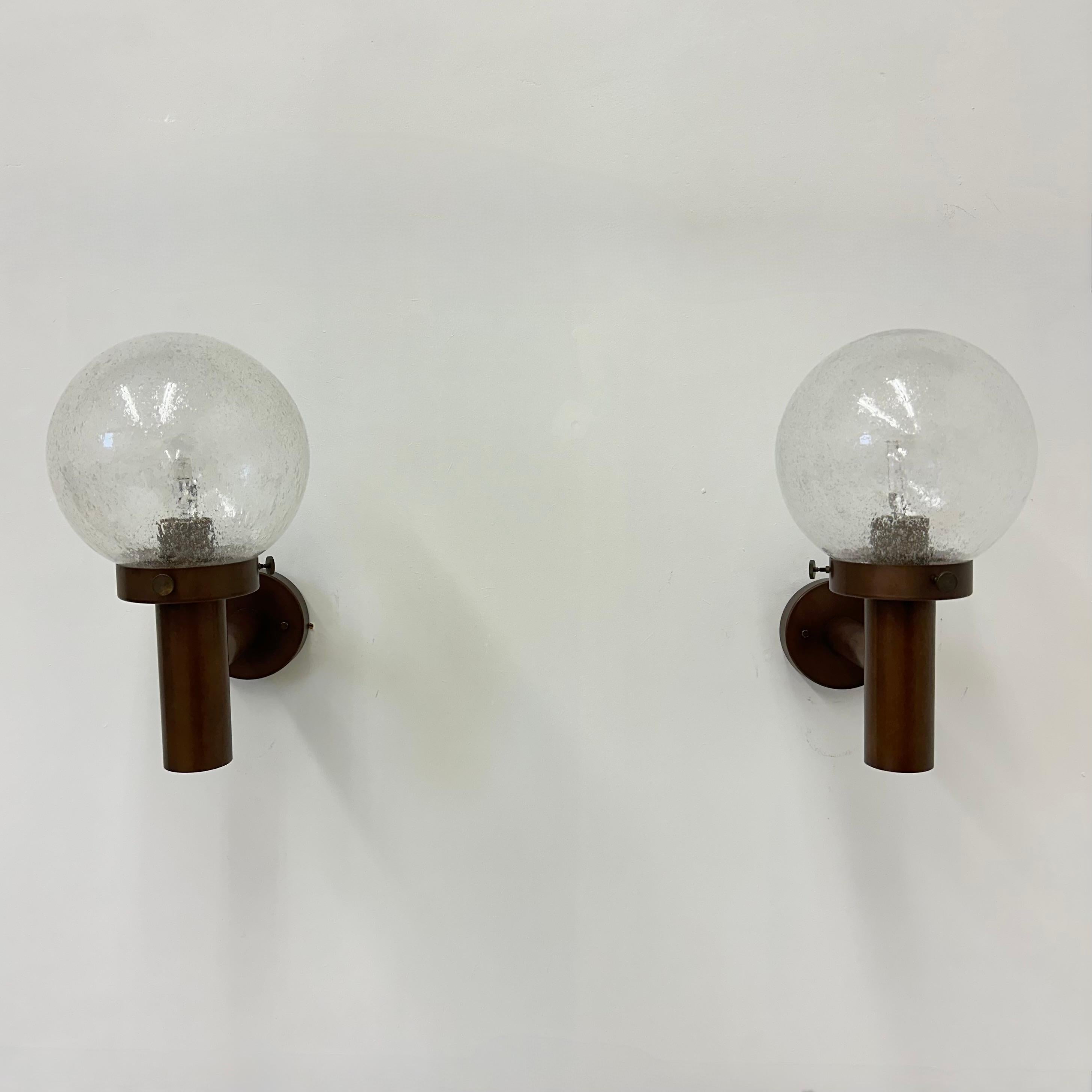 Set of 2 outdoor glass wall lamps sconces by Lisa Pape Sweden , 1970s For Sale 3