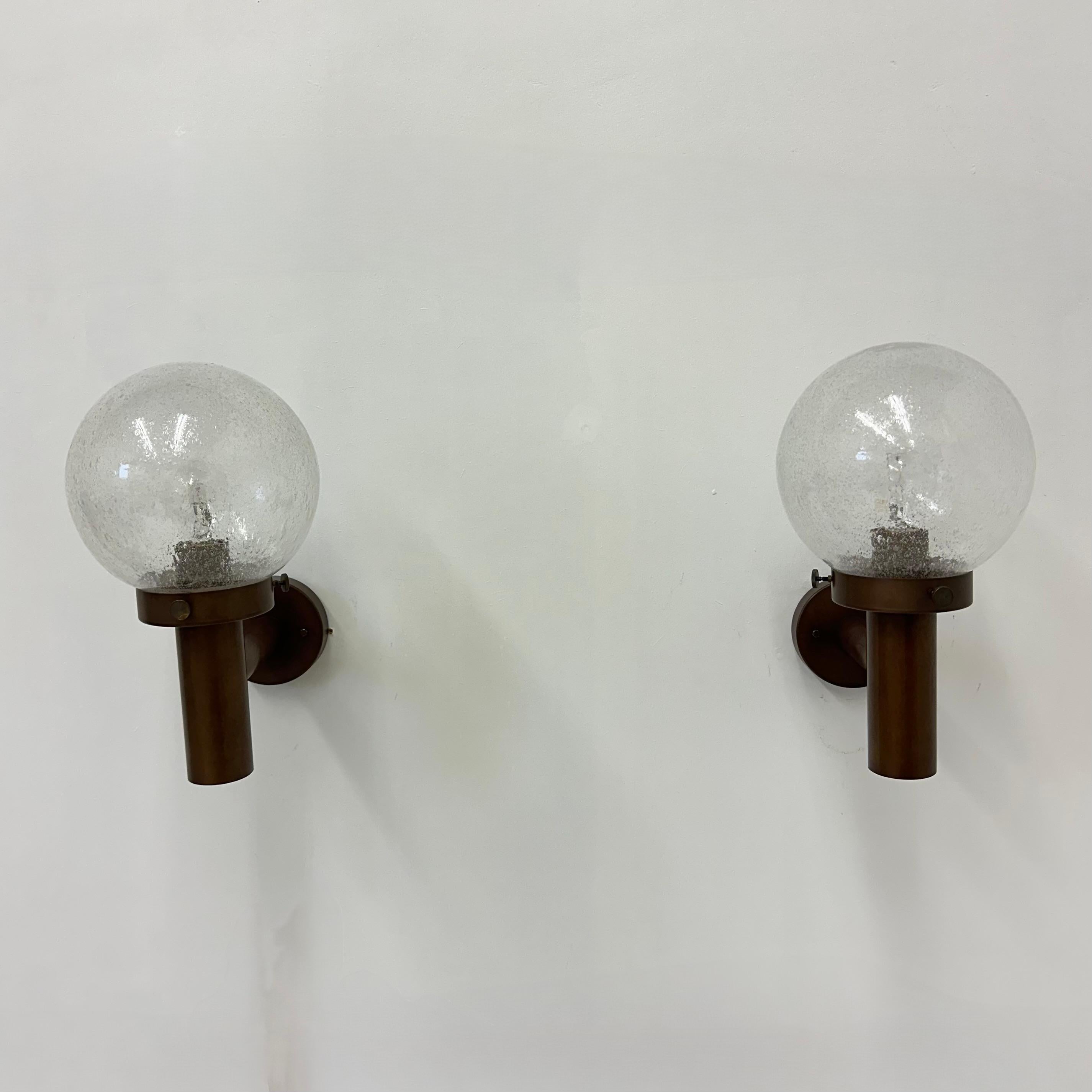 Set of 2 outdoor glass wall lamps sconces by Lisa Pape Sweden , 1970s For Sale 13