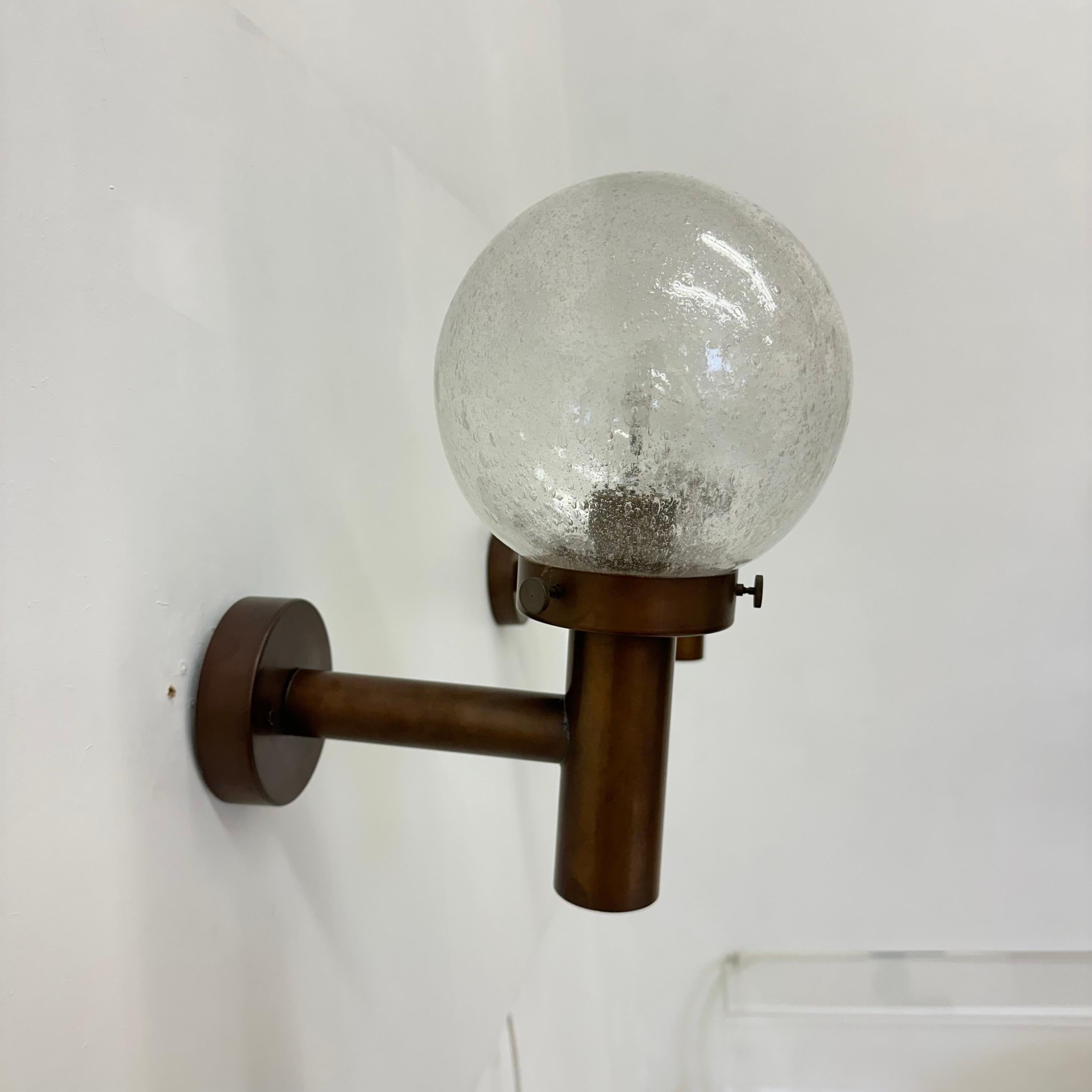 Scandinavian Modern Set of 2 outdoor glass wall lamps sconces by Lisa Pape Sweden , 1970s For Sale
