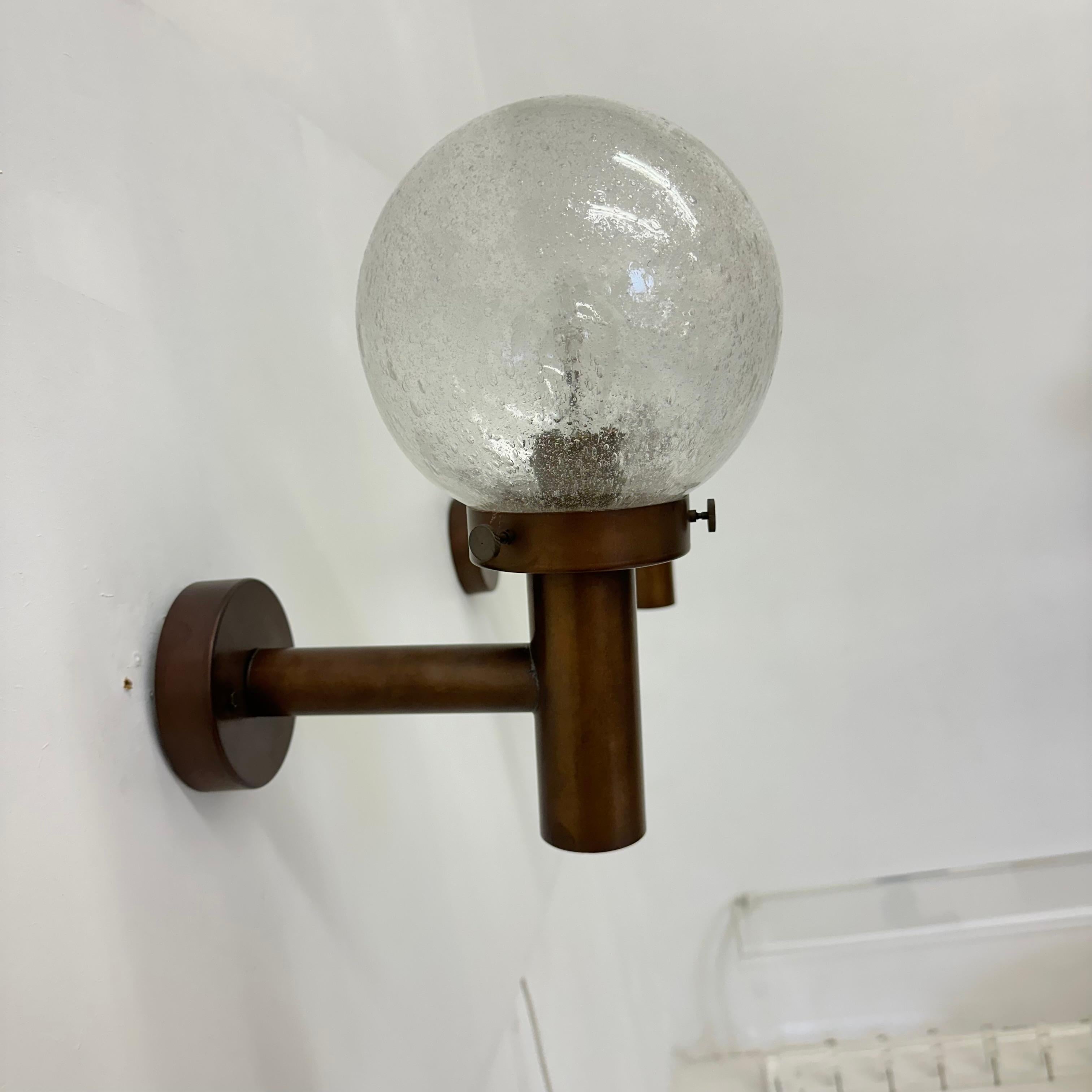 Swedish Set of 2 outdoor glass wall lamps sconces by Lisa Pape Sweden , 1970s For Sale