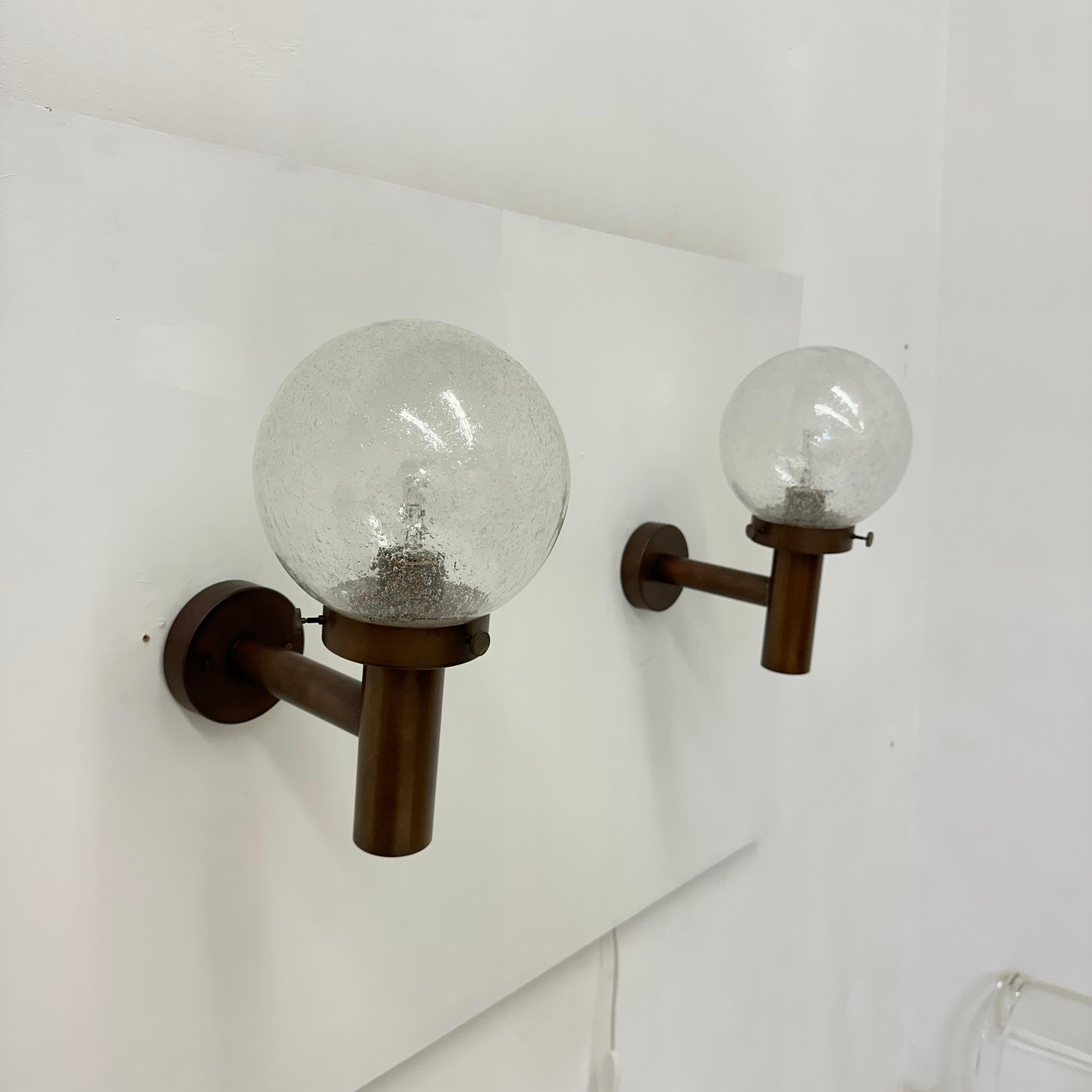Set of 2 outdoor glass wall lamps sconces by Lisa Pape Sweden , 1970s In Good Condition For Sale In Delft, NL