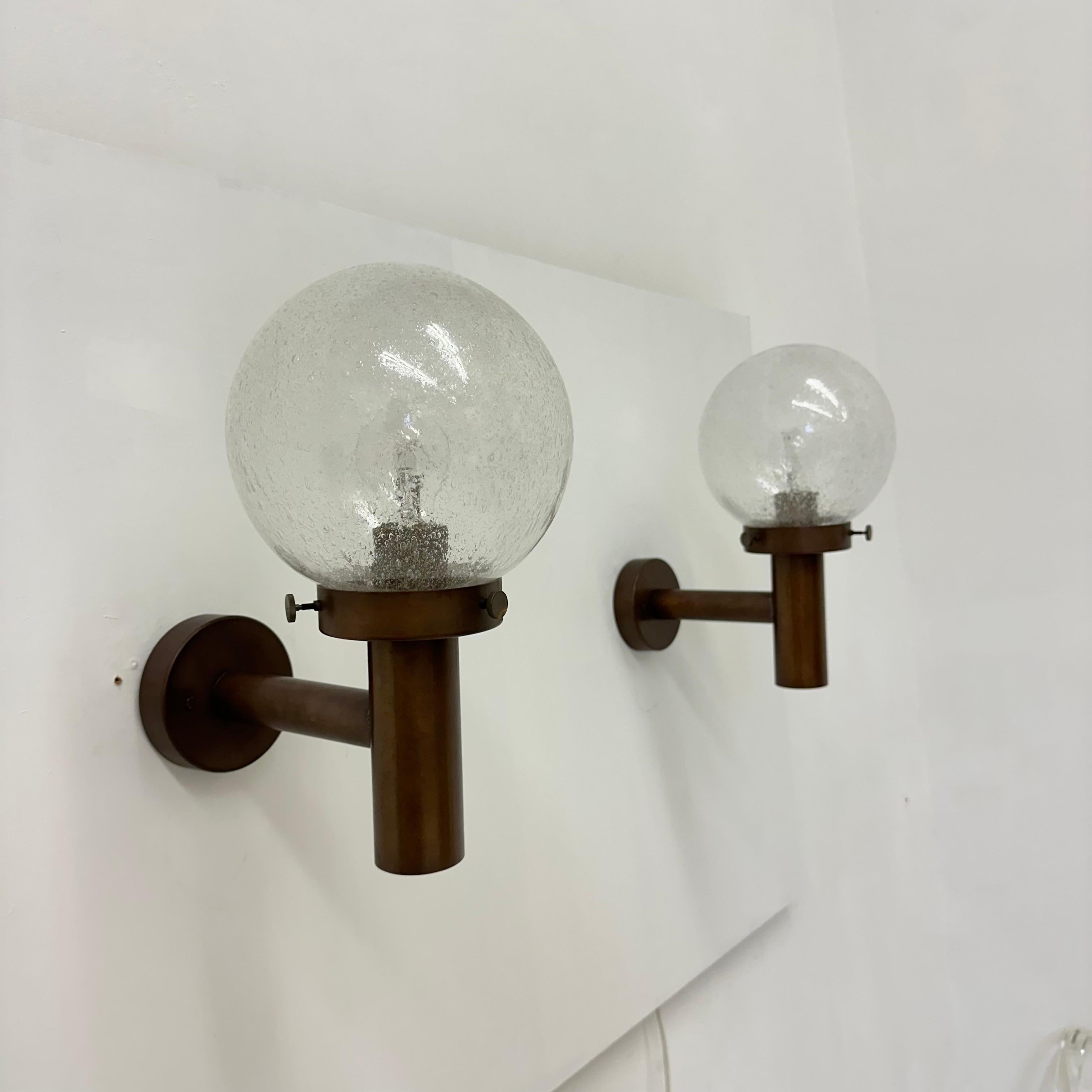 Late 20th Century Set of 2 outdoor glass wall lamps sconces by Lisa Pape Sweden , 1970s For Sale