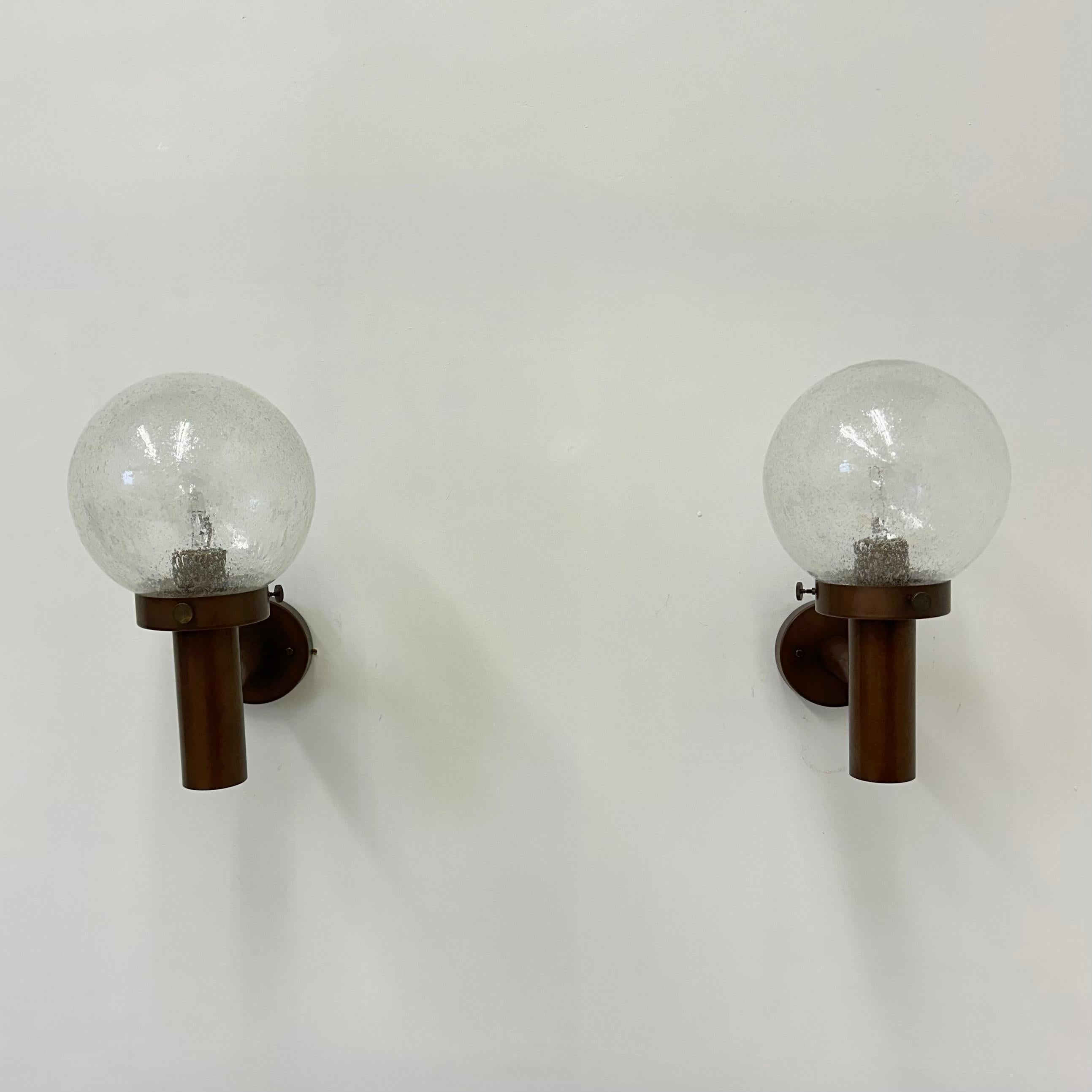 Set of 2 outdoor glass wall lamps sconces by Lisa Pape Sweden , 1970s For Sale 2