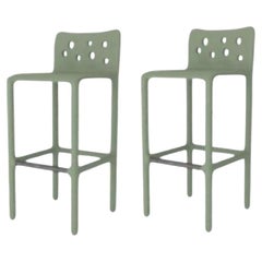 Set of 2 Outdoor Green Sculpted Contemporary Chairs by Faina
