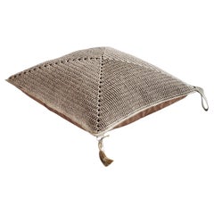 Set of 2 Outdoor Indoor Handmade Square Floor Cushions  - One Mocha, One Granite